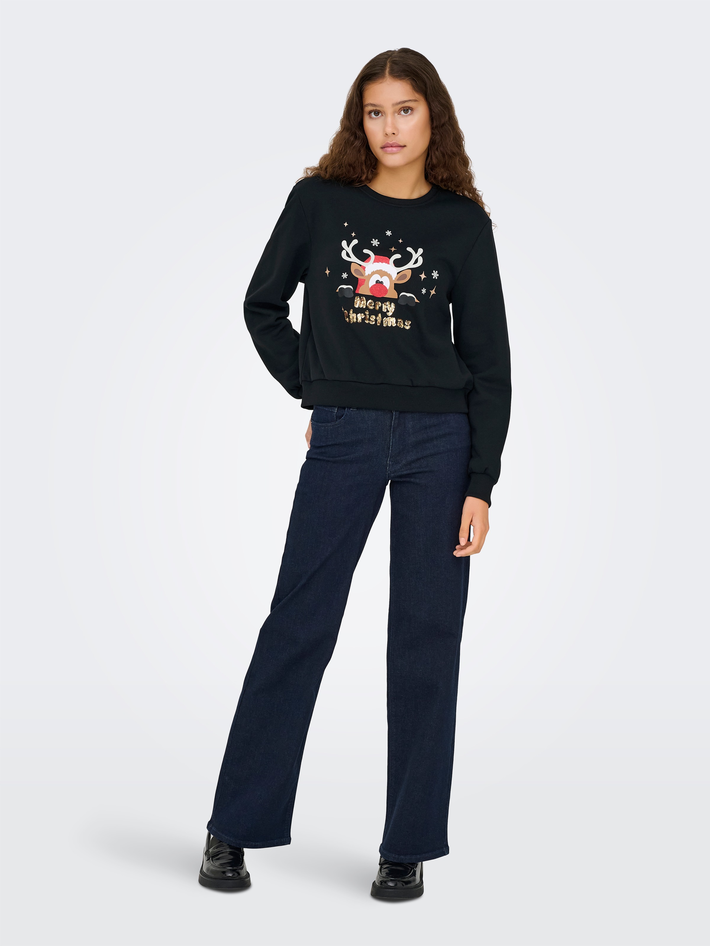 ONLY Weihnachtssweatshirt »ONLYDA XMAS L/S O-NECK BOX SWT«, Baumwollmischung, regular fit
