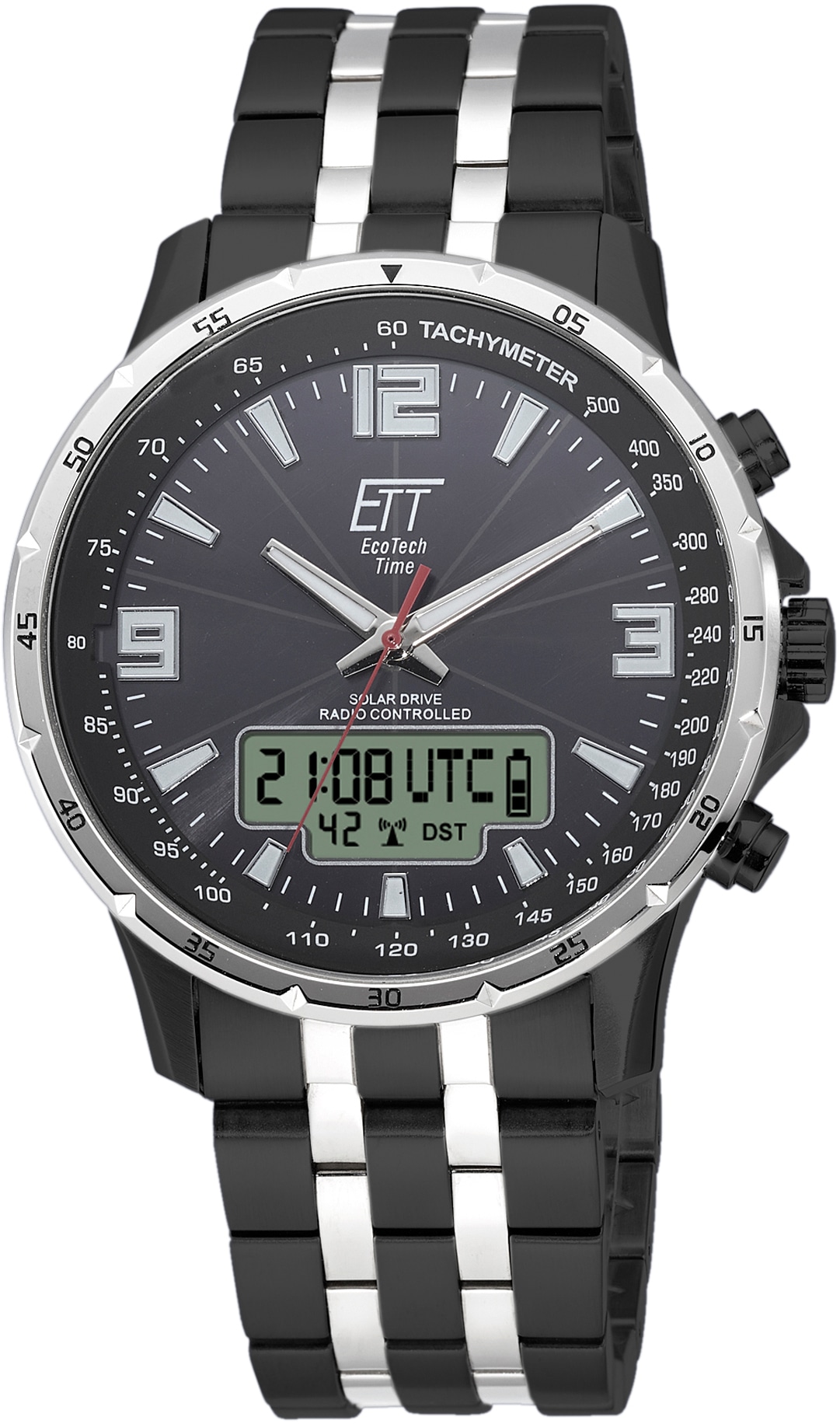ETT Funkchronograph »Arctica«, Armbanduhr, Herrenuhr, Stoppfunktion, Datum, Solar, Edelstahlarmband