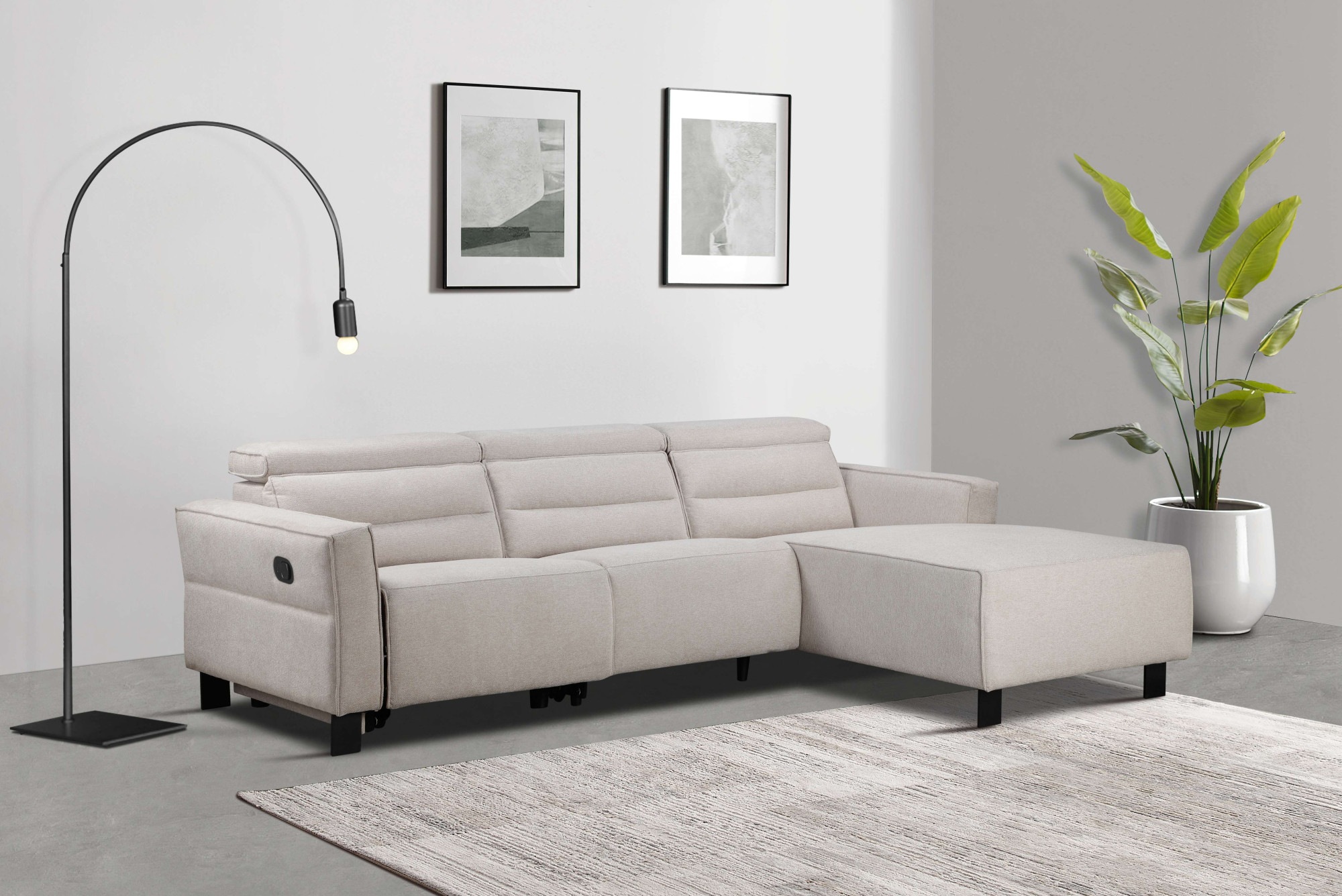 Places of Style Ecksofa »Carpari, L-Form, 263 cm, manuelle o. elektrische Relaxfunktion,«, USB A/C und Kopfteilverstellung