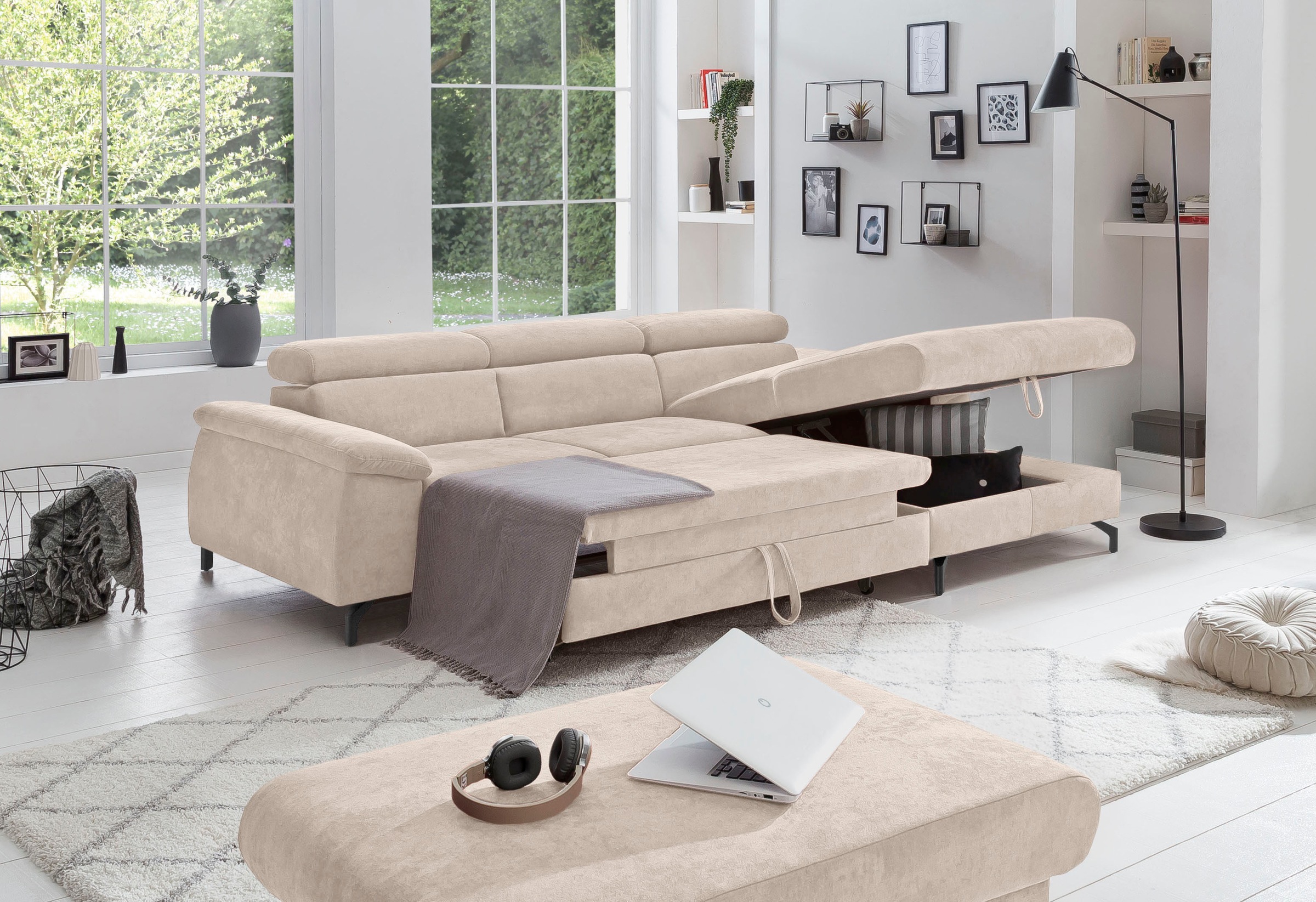 COTTA Ecksofa »Kitty L-Form«, mit Kopfteilverstellung, wahlweise mit Bettfunktion & Bettkasten