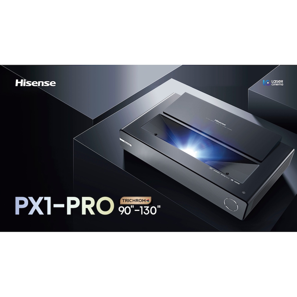 Hisense Beamer »PX1-Pro 90-130 Zoll Trichroma Laser Projektor«, 4K Laser Cinema, UHD, HDR, RGB Laser Technologie, Smart OS, HDMI 2.1., Dolby Atmos, Android Q - ohne Leinwand