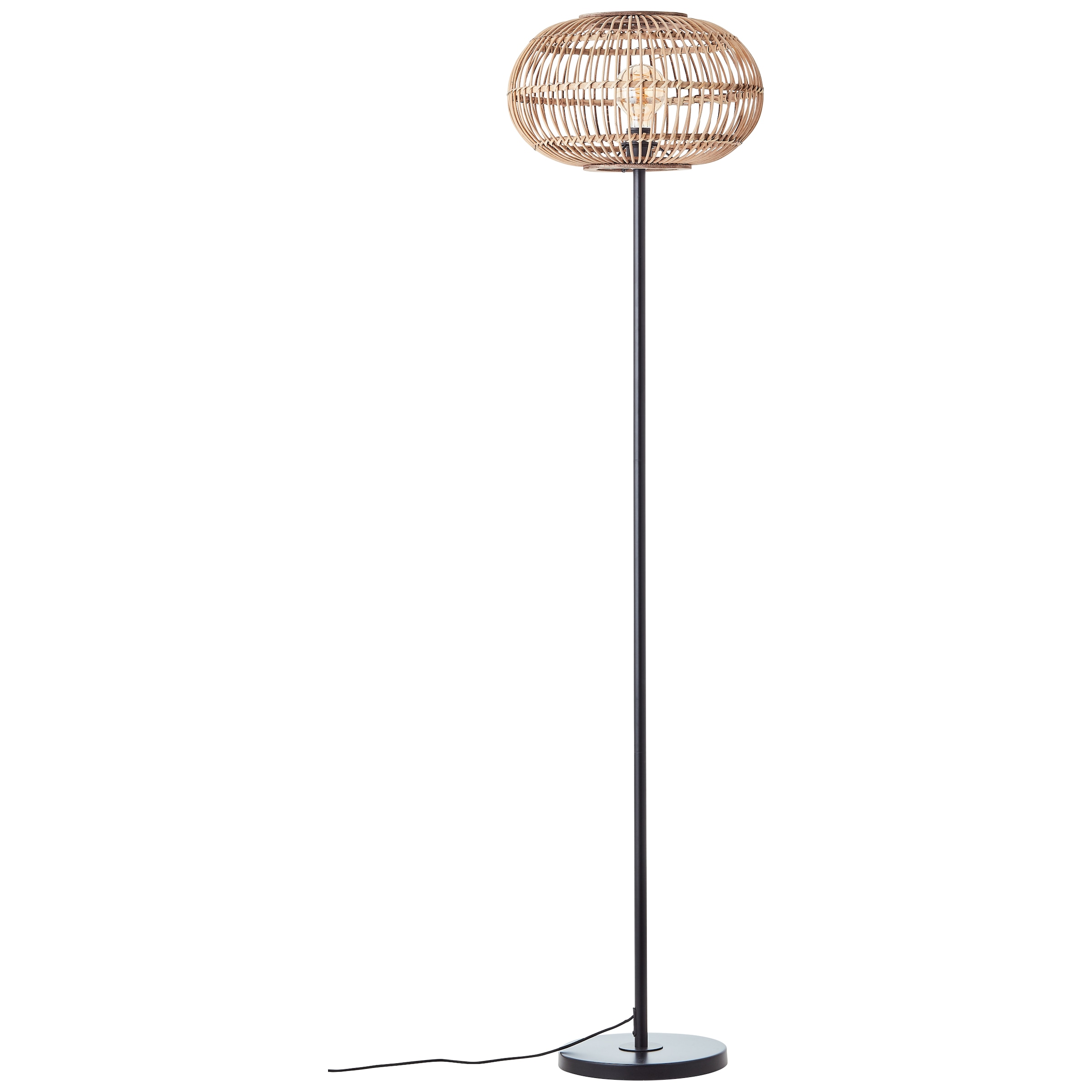 Brilliant Stehlampe »Woodball«, 1 flammig-flammig, mit Bambus Schirm, 153 x 38 cm, E27, matt schwarz/natur