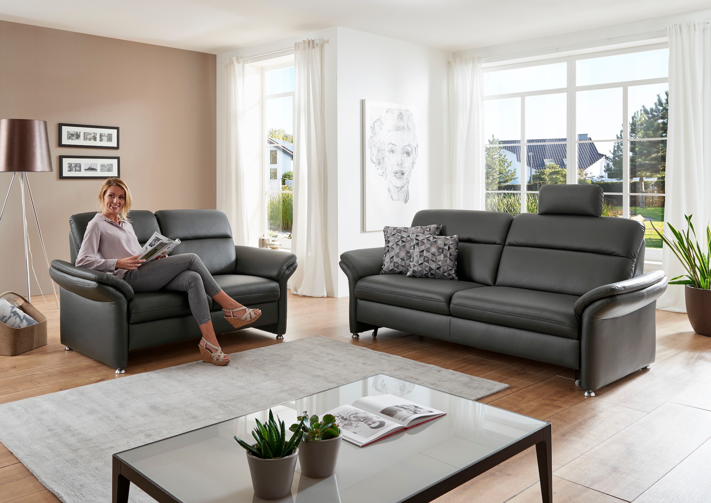 Die PlanBar 2-Sitzer »PN-EM16031, ohne Kopfstützen« Echtleder mit Federkern