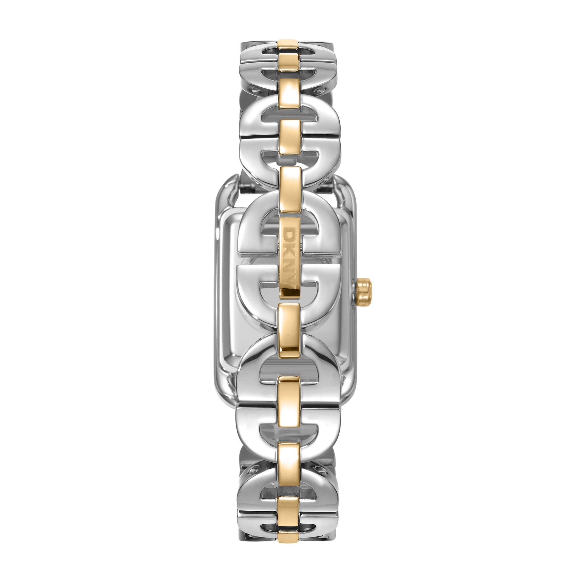 DKNY Quarzuhr »Open Link square Watch« Armbanduhr, Damenuhr, Edelstahlarmband, analog