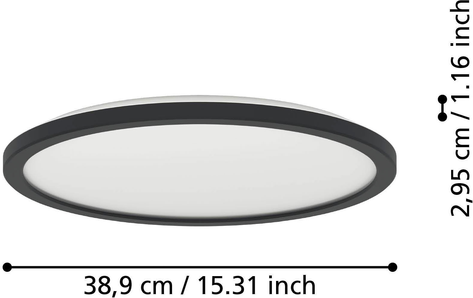 EGLO Deckenleuchte »Rovito-R Deckenlampe, Deckenbeleuchtung, Badlampe, Kunststoff, IP44« LED-Modul 1 Stk. Kaltweiß | Neutralweiß | Warmweiß Wand-/Deckenleuchte - H3 x Ø38,9 cm - schwarz - 18,5W inkl.