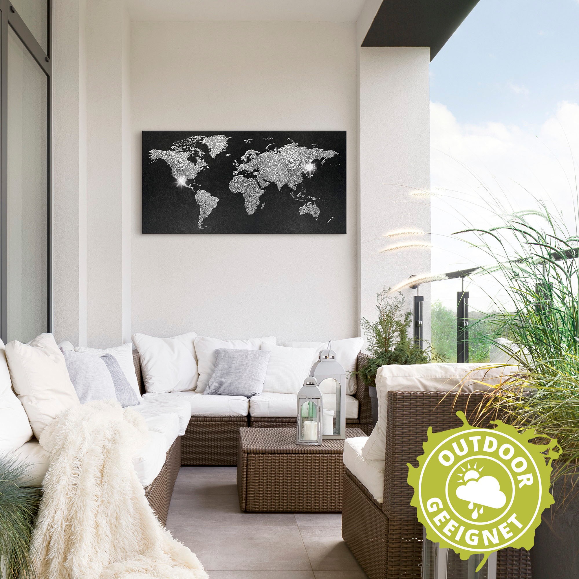 Artland Wandbild »Weltkarte Glitzer«, Land- & Weltkarten, (1 St.), als Alubild, Outdoorbild, Leinwandbild, Poster, Wandaufkleber