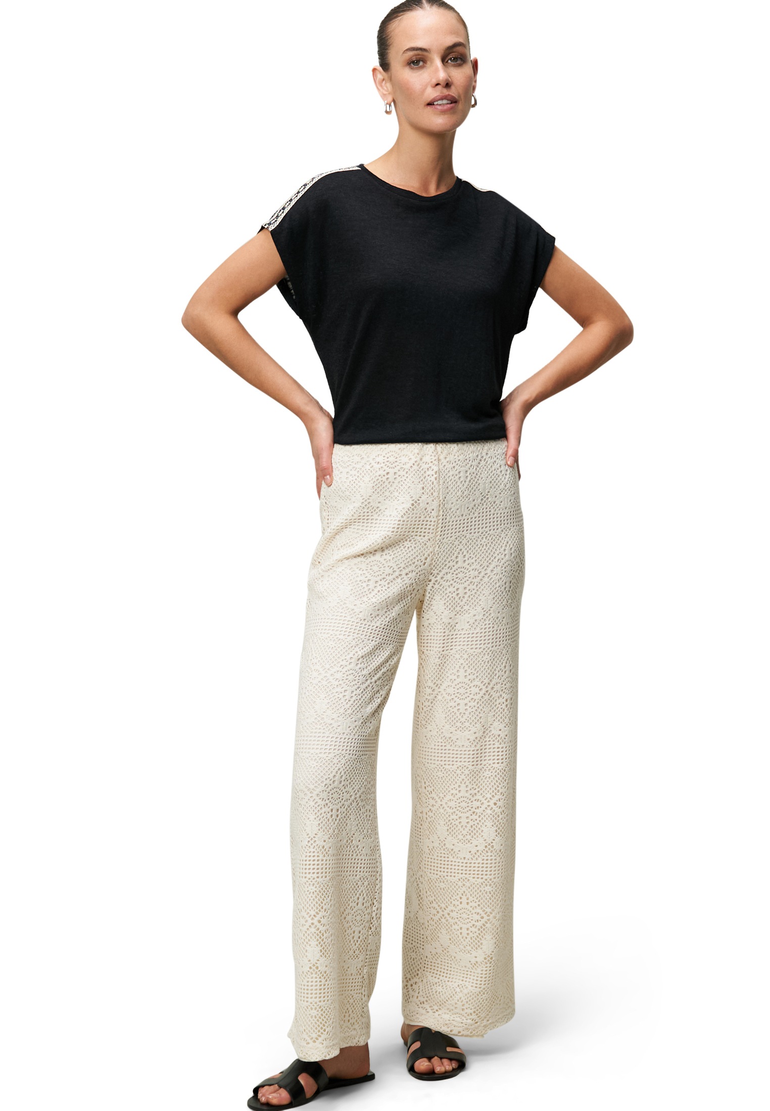Zero Shirttop »Shirt mit Kontraststickerei«