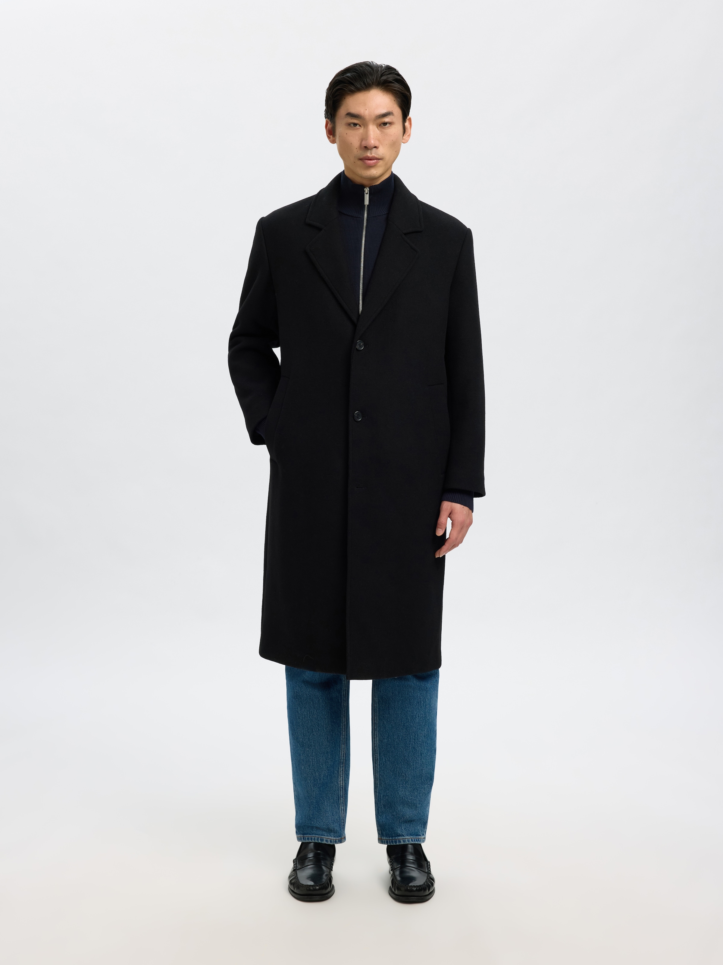 SELECTED Strickjacke »SLMDANE LS KNIT STRUCTURE FULL ZIP NOOS« Baumwolle, regular fit