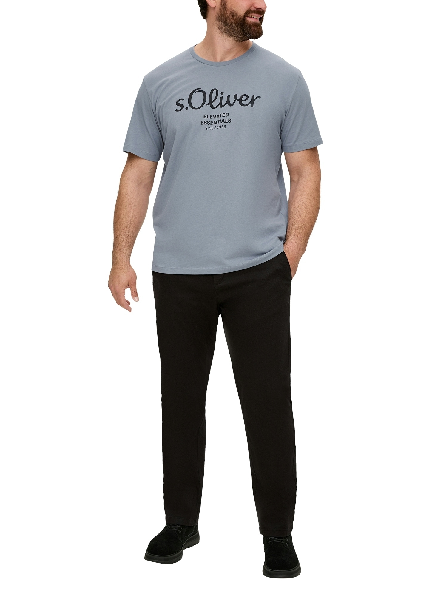 s.Oliver Men Big Sizes Kurzarmshirt mit Logo-Print/Große Größen