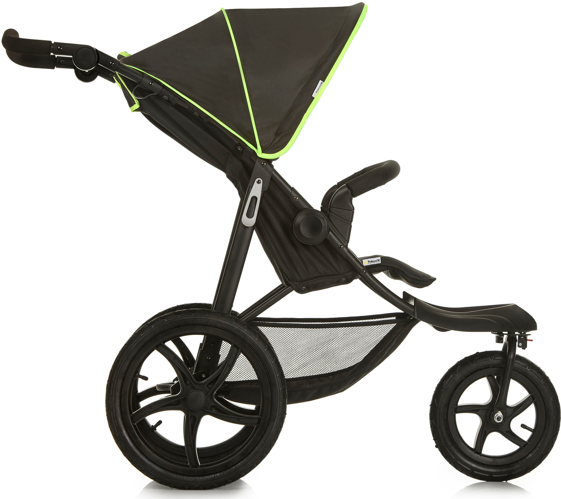 Hauck Dreirad-Kinderwagen »Runner black/neon yellow«, mit schwenk- und feststellbarem Vorderrad