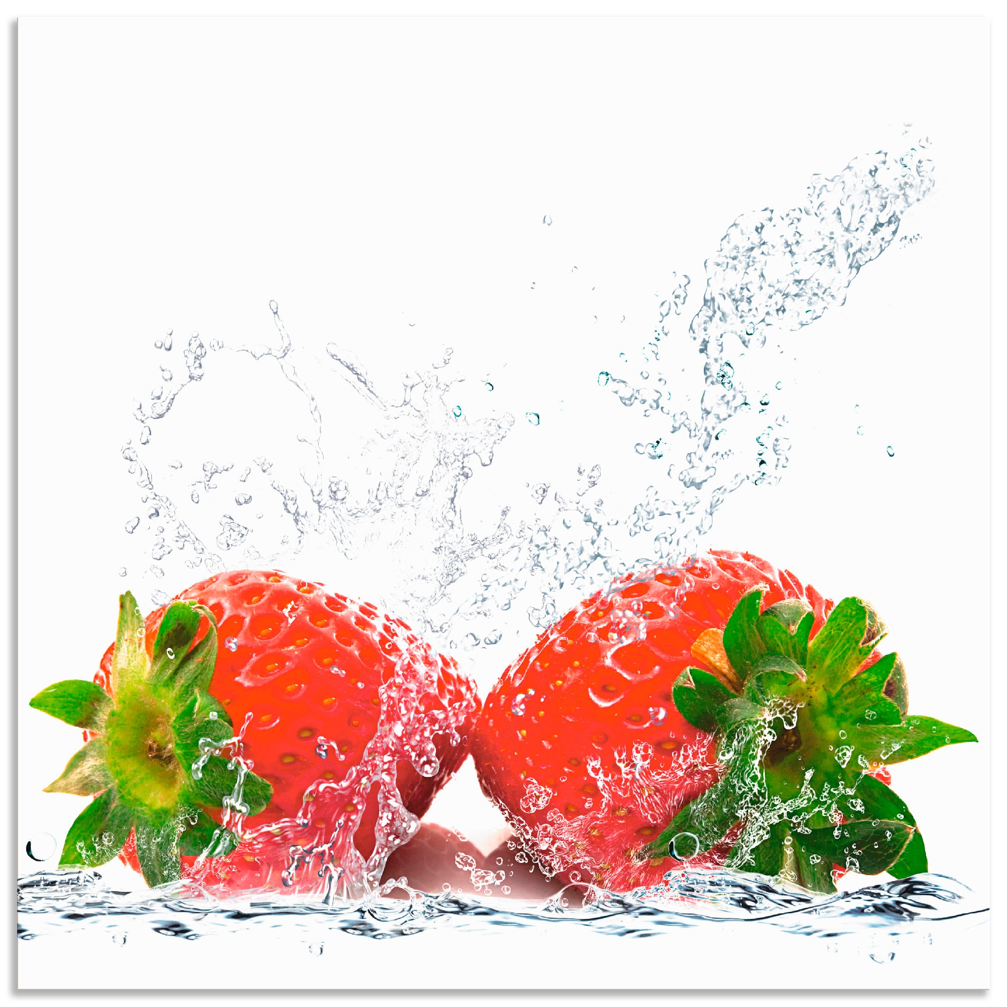 Artland Küchenrückwand »Erdbeeren mit Spritzwasser«, (1 tlg.), Alu Spritzschutz mit Klebeband, einfache Montage