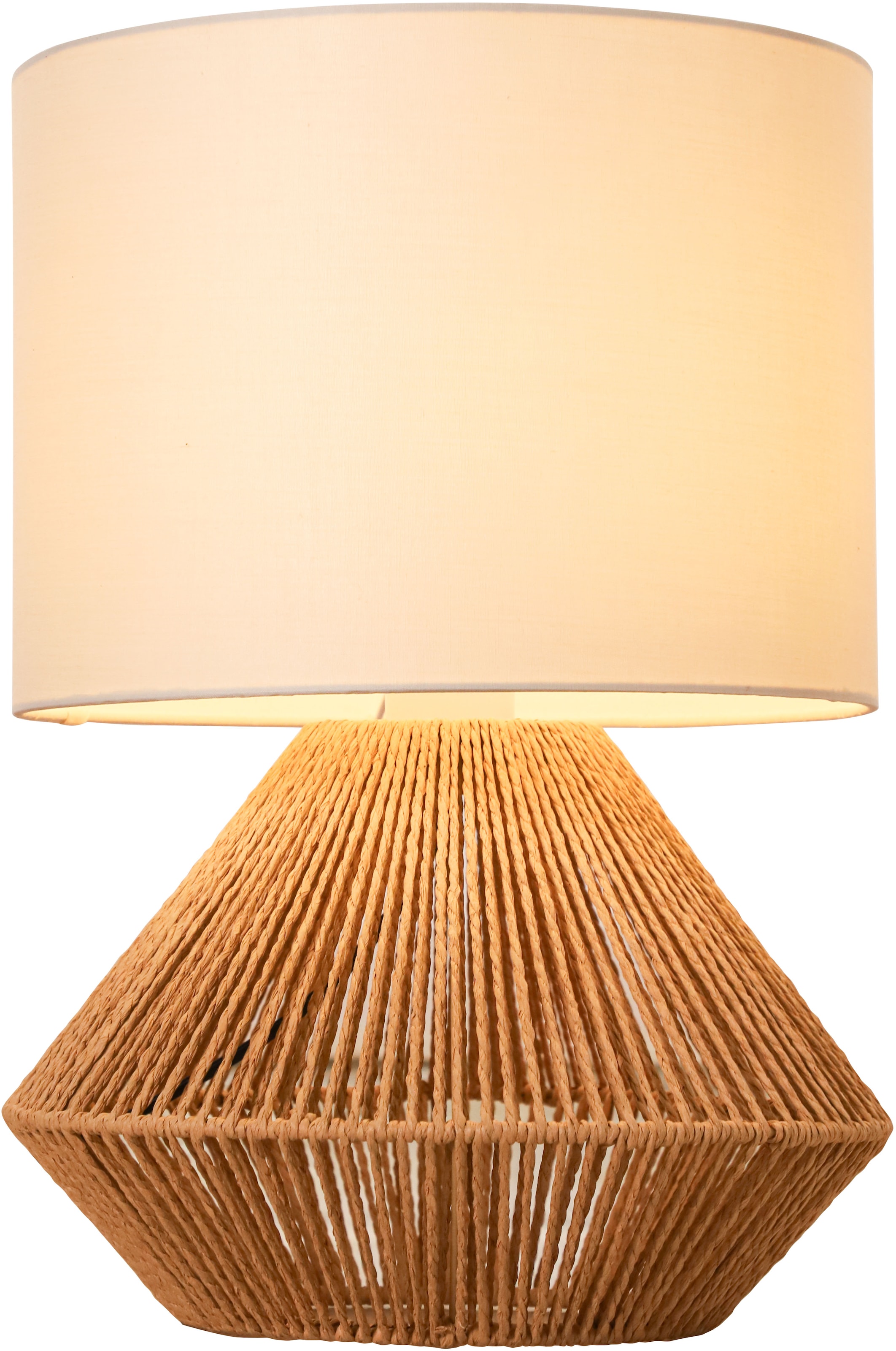 OTTO home Tischleuchte »Sillias« E27 1 Stk. Tischlampe mit Sisal Schnur,  Leinenschirm / Stoff - beige, 42 cm hoch