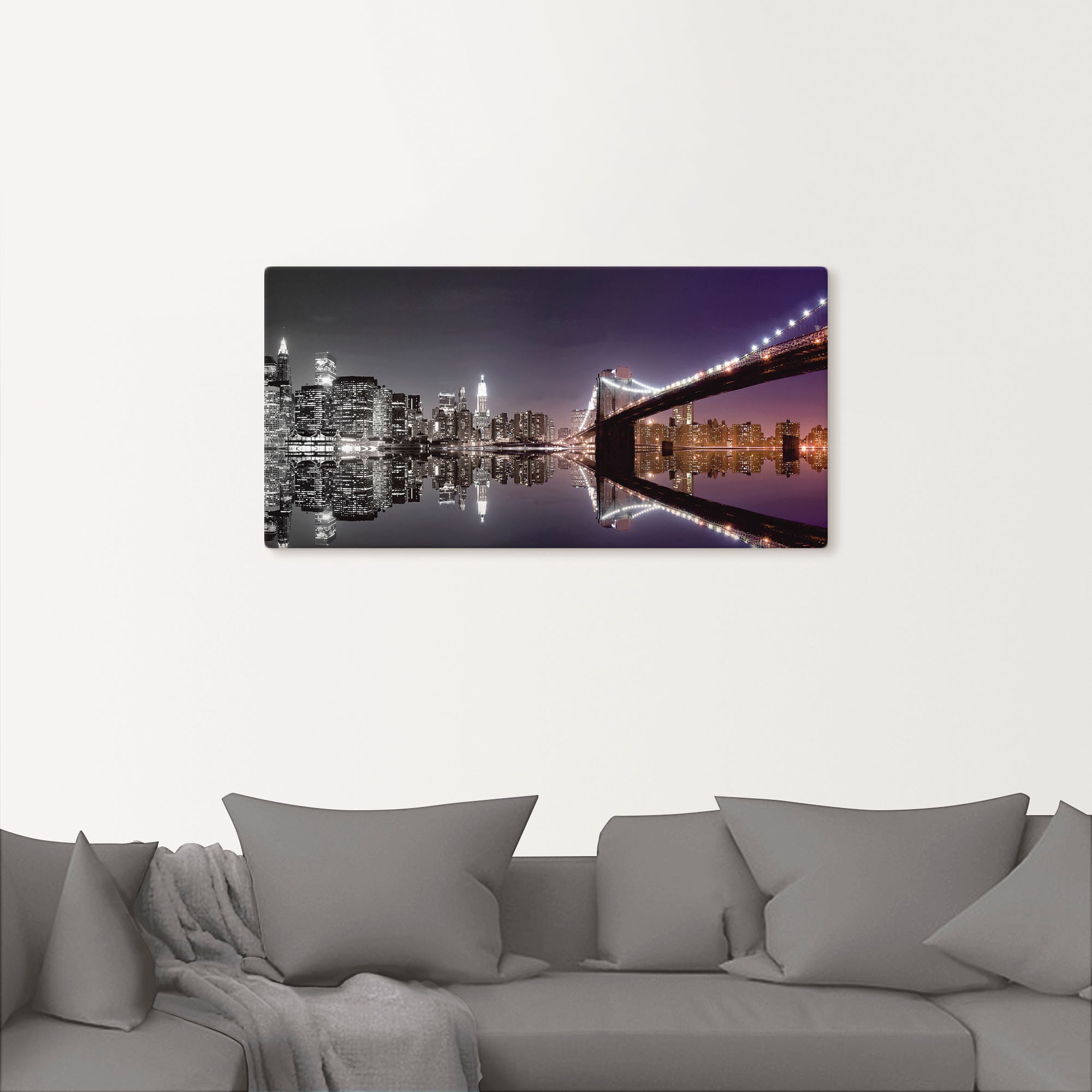 Artland Wandbild »New York Skyline nächtliche Reflektion«, Amerika, (1 St.), als Leinwandbild, Poster, Wandaufkleber in verschied. Größen