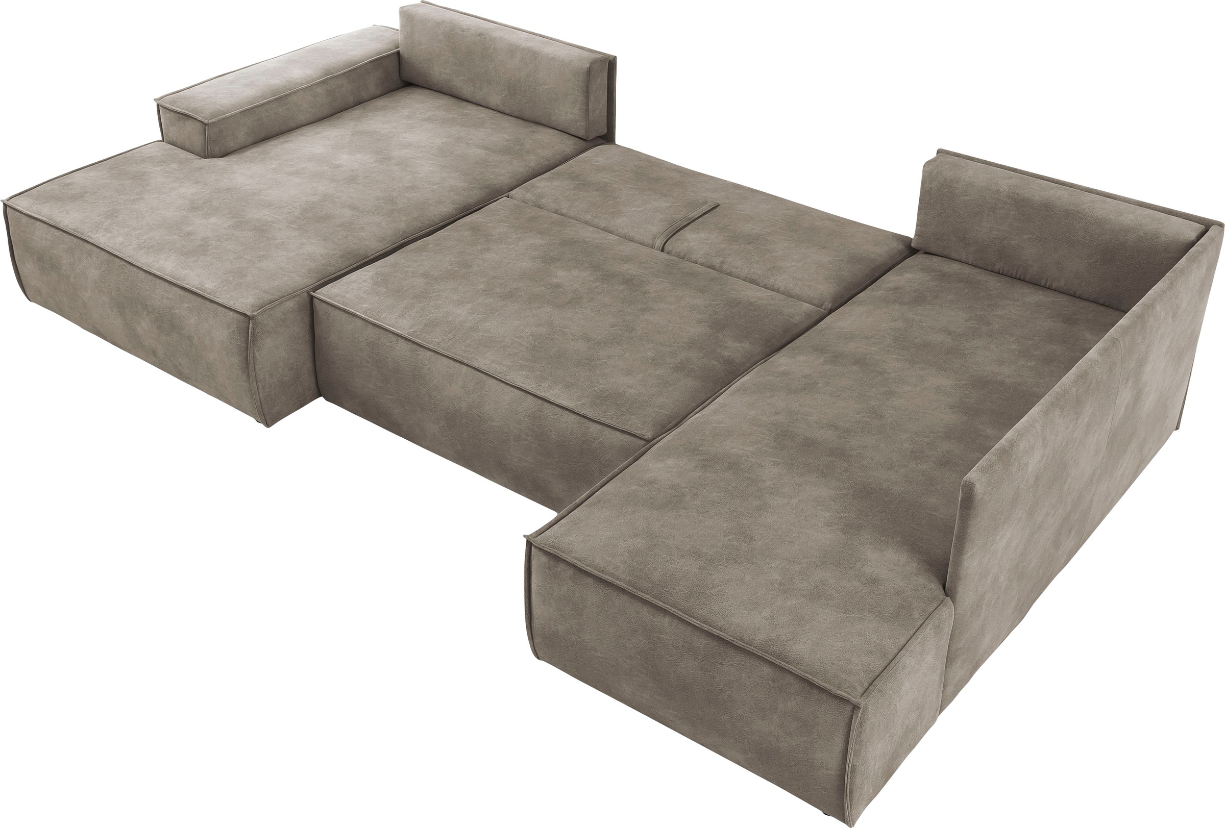 Home affaire Wohnlandschaft »SHERWOOD 329 cm, U-Form, Schlafsofa,«, Schlaffunktion m. Bettkasten (194x139 cm), Cord, Vintage, Samtvelours