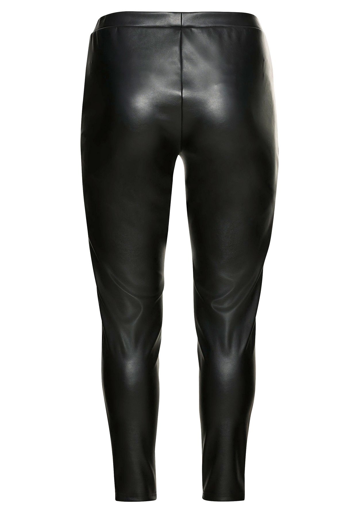 Sheego Leggings »Leggings in Lederoptik, mit Schlitz am Saum«