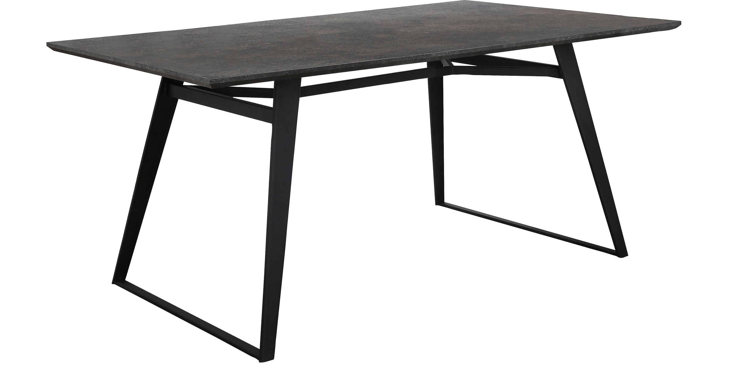 Places of Style Esstisch »Caivano«, (1 St.), mit Tischplatte in Beton Optik, Gestell aus Metall schwarz, Höhe 76 cm