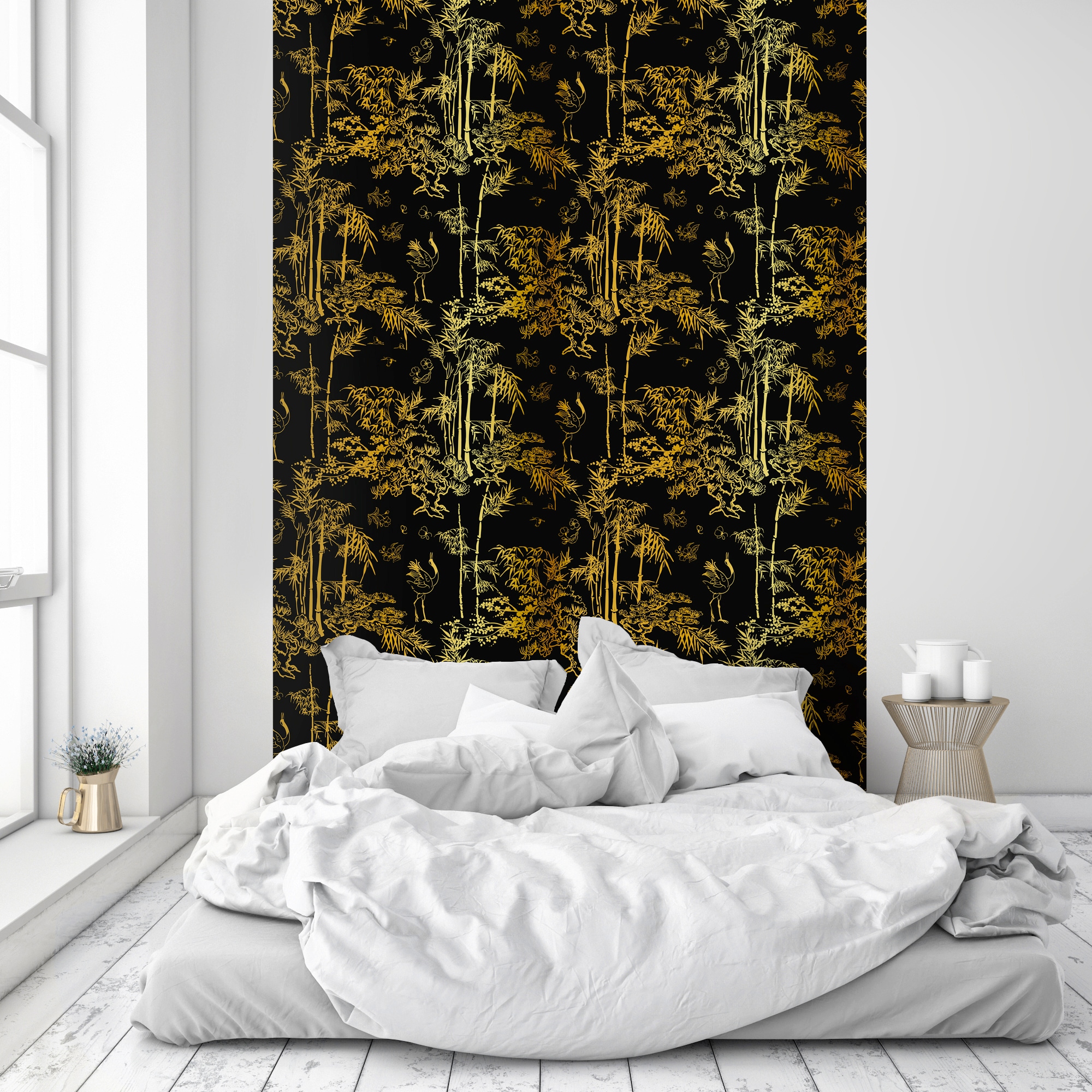 queence Vinyltapete »Joline«, bedruckt-Motiv-botanisch-floral-gemustert-natürlich, 90x250cm, selbstklebend, kinderleichte Anbringung, Sticker