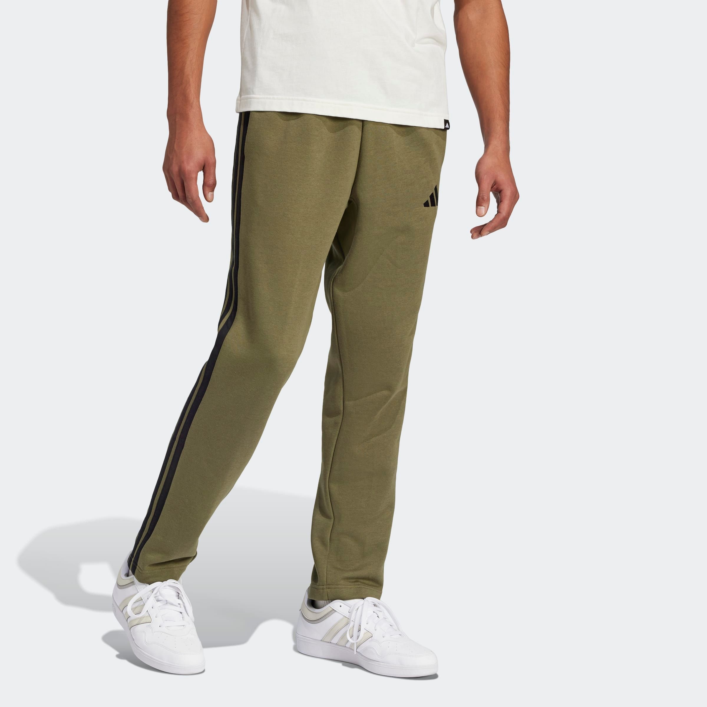 adidas Sportswear Sporthose "ESSENTIALS 3-STREIFEN OPEN HEM" aus Baumwolle, Polyester und Viskose, offener Saum