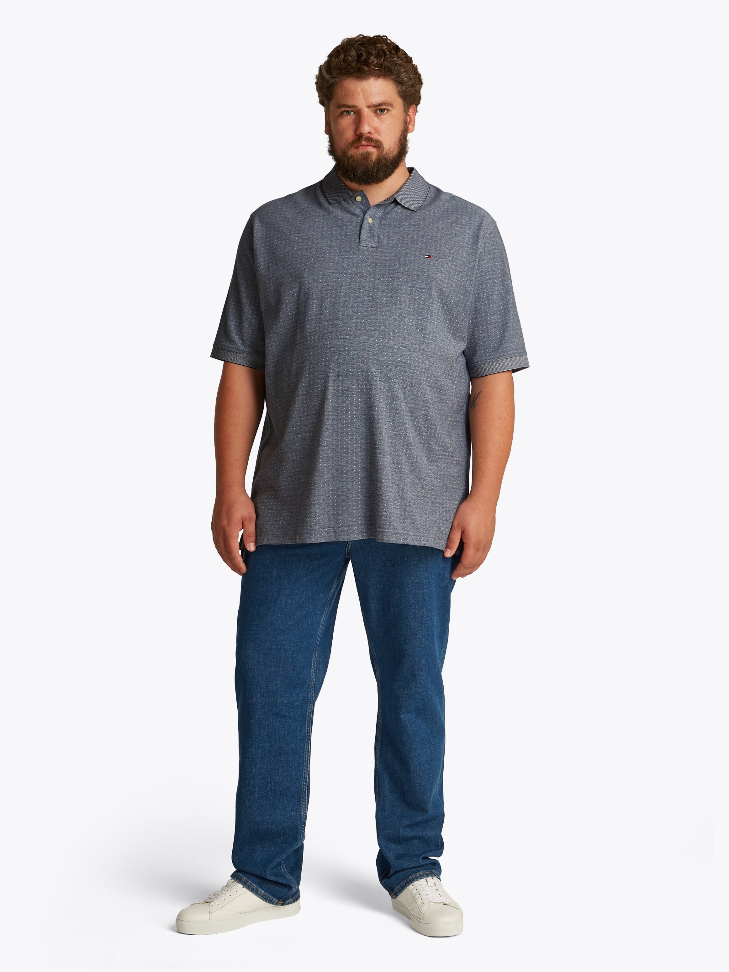 Tommy Hilfiger Big & Tall Poloshirt »BT-PIQUE MICROPRINT REG POLO-B«, in Großen Größen, Logostickerei