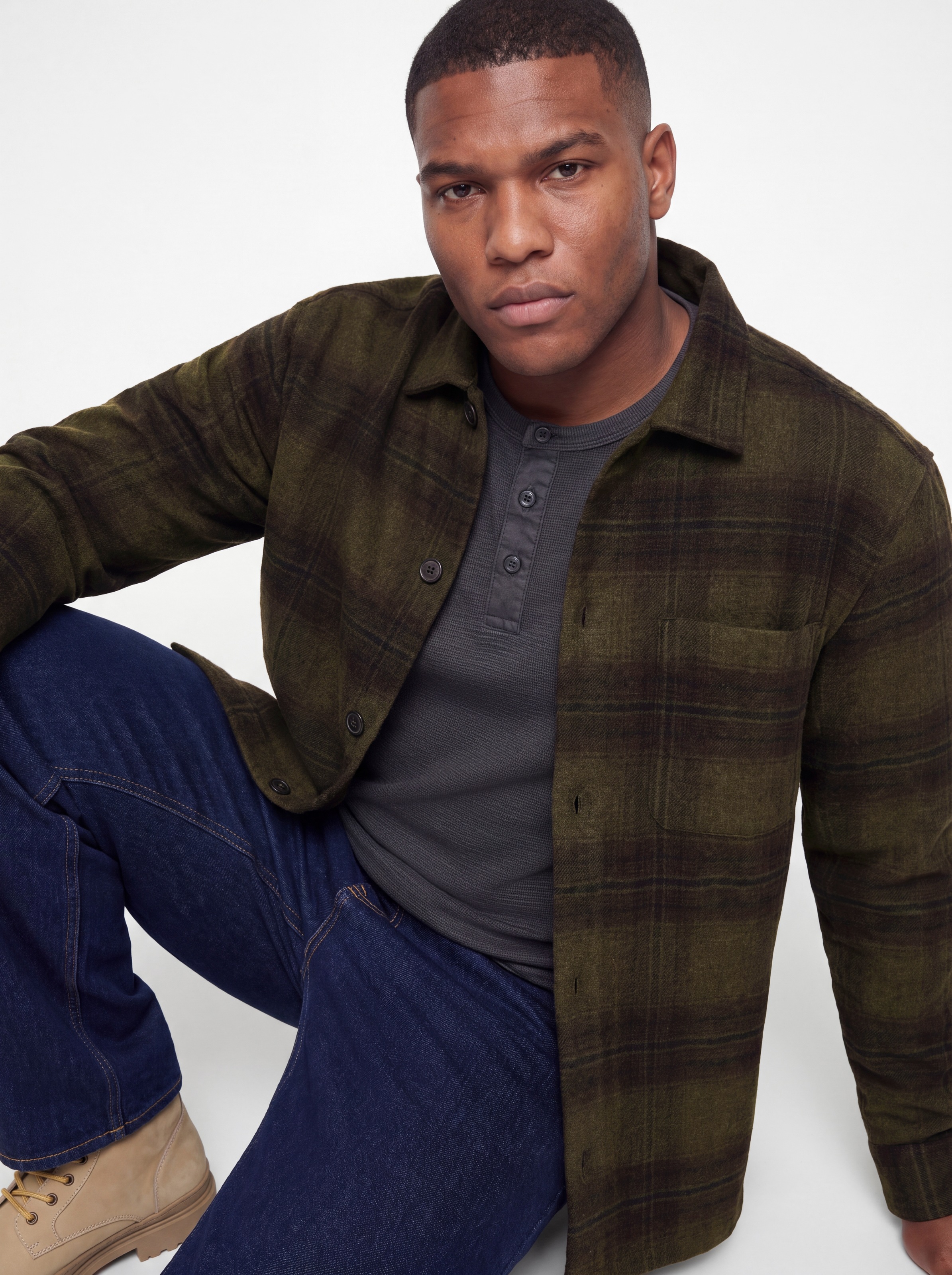 Jack & Jones PlusSize Langarmhemd »JJESOHO OLLIE OVERSHIRT LS SN PLS« Materialmix, regular fit