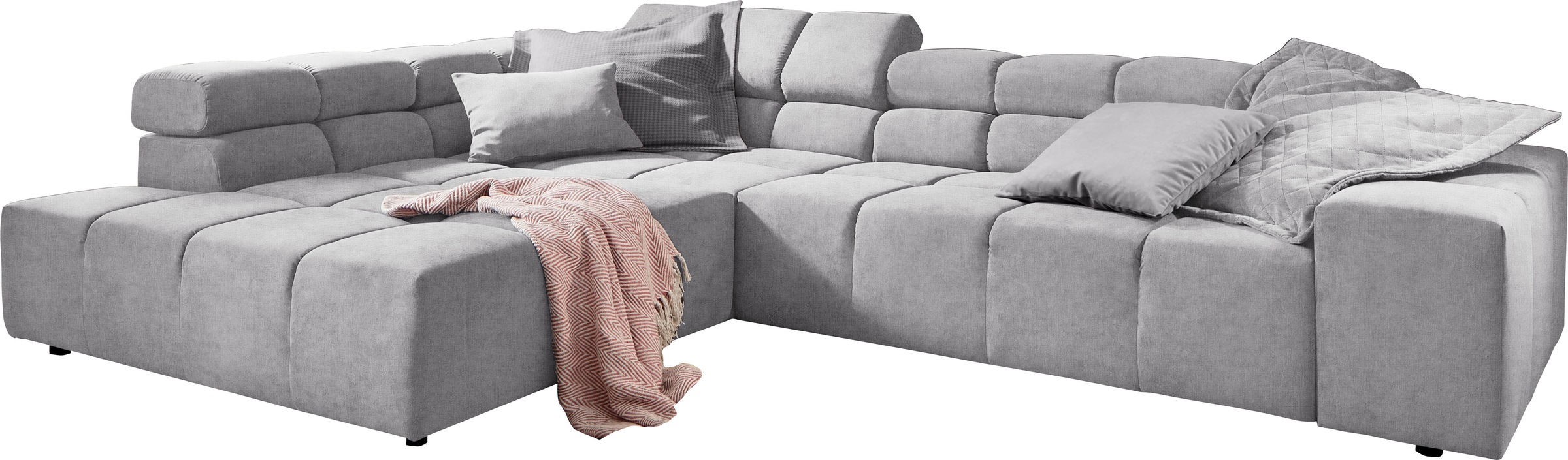 INOSIGN Ecksofa »Ancona incl. Kopfteilverstellung, Breite 319cm, L-Form«, wahlweise motorische Sitztiefenverstellung, auch in Cord + Easy Care