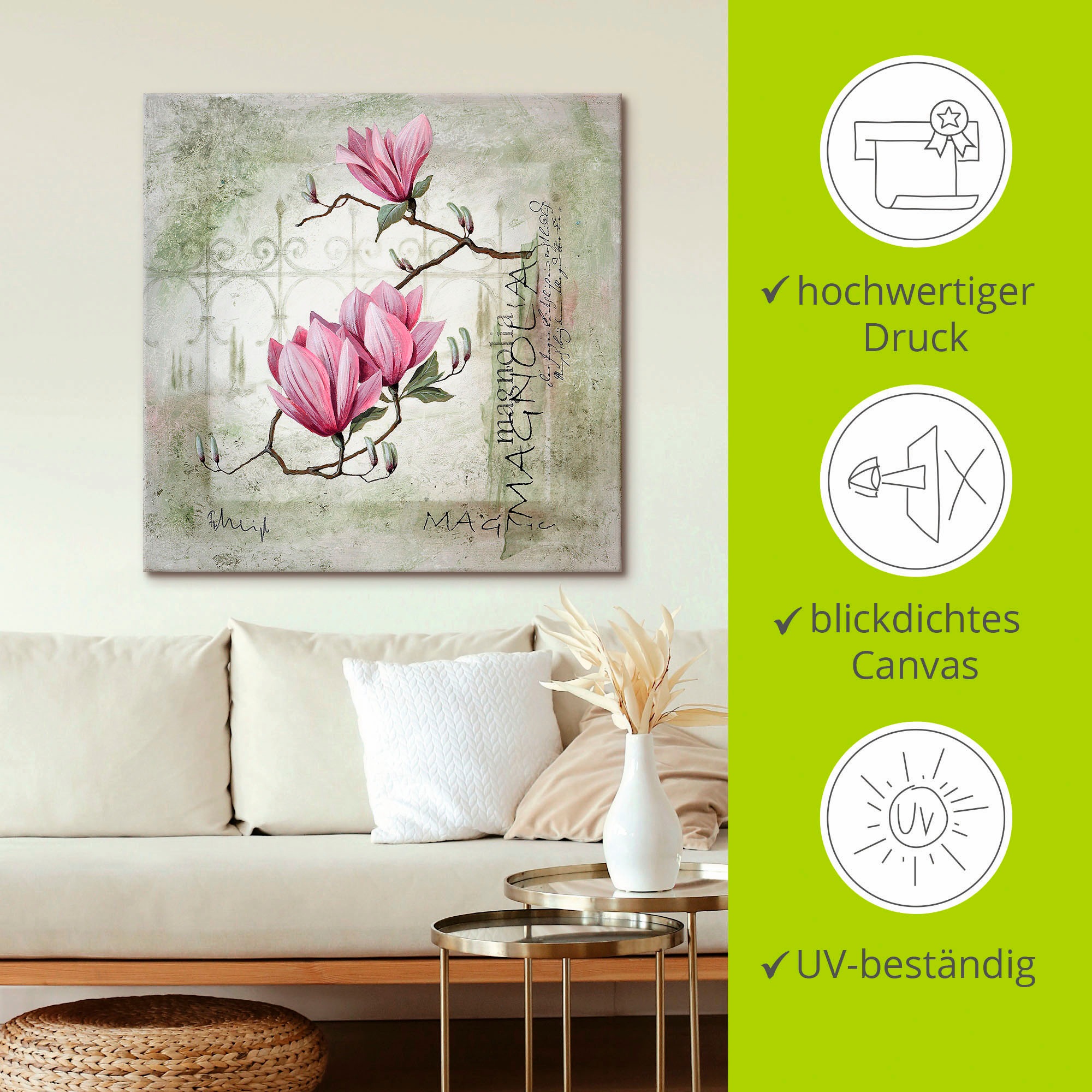 Artland Wandbild »Pinke Magnolie«, Blumen, (1 St.), als Leinwandbild, Poster, Wandaufkleber in verschied. Größen
