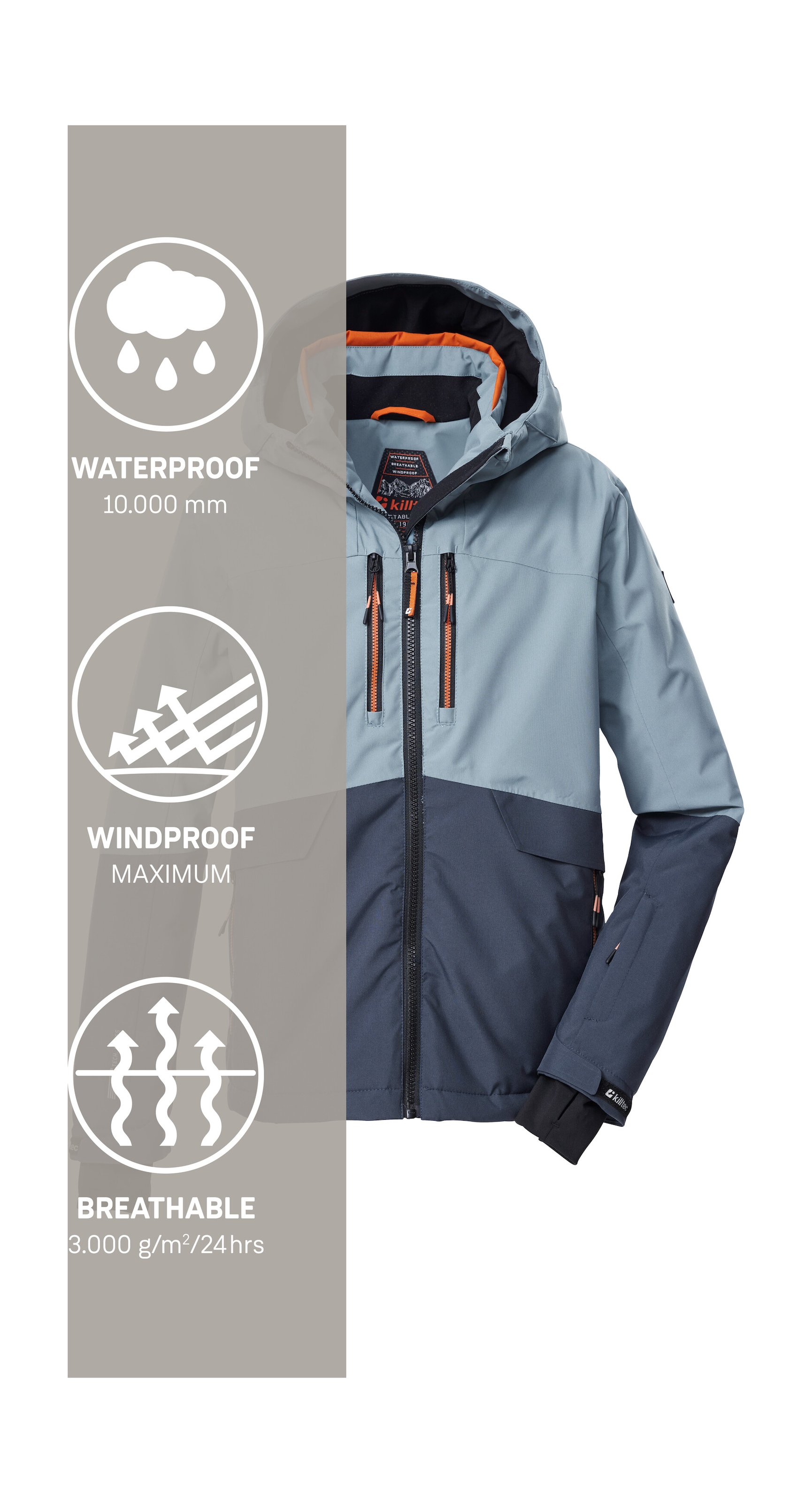 Killtec Skijacke »KSW 201 BYS SKI JCKT« Stylische, wasser- und winddichte Skijacke mit reflektierenden Details