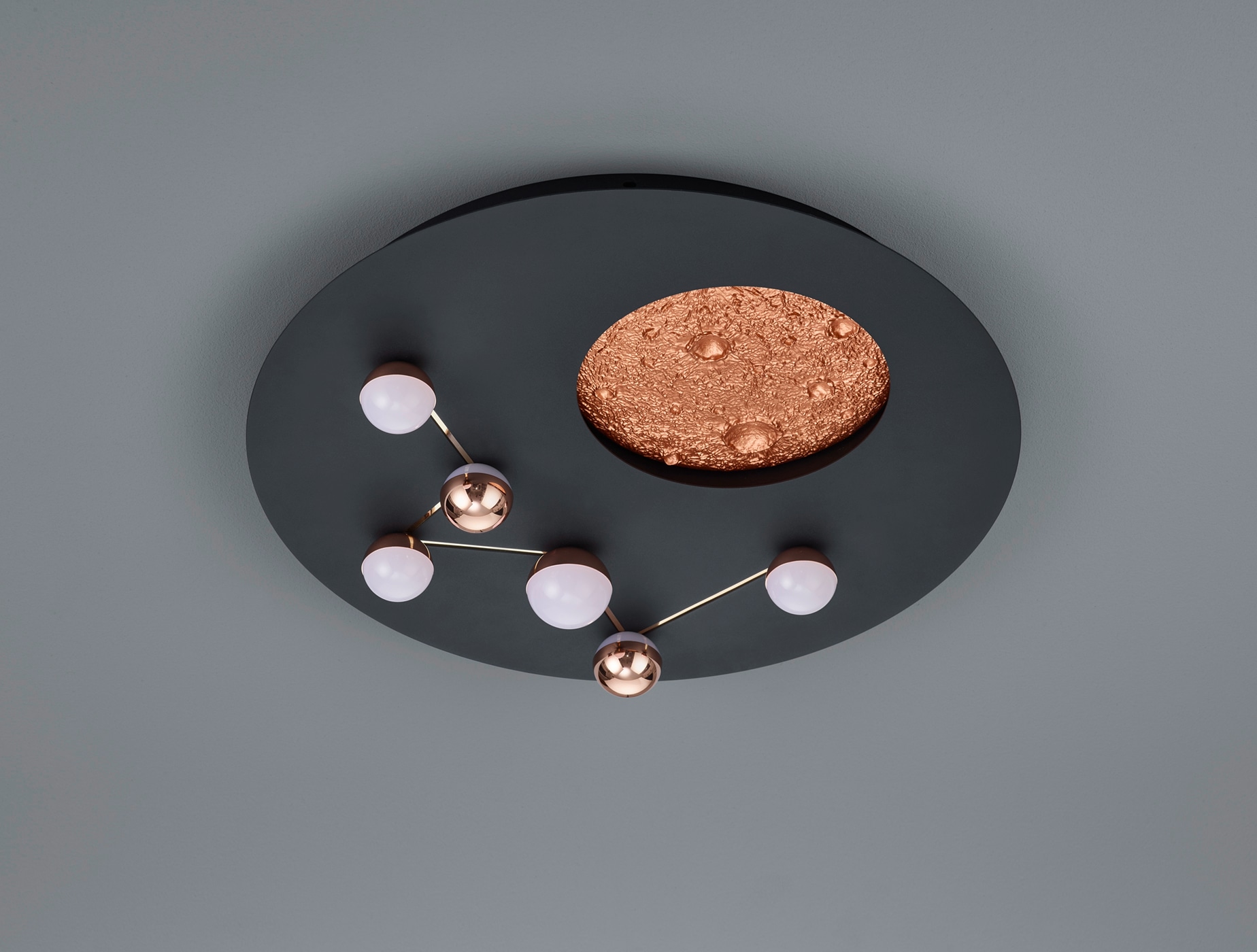 TRIO Leuchten LED Deckenleuchte »ZODIAC, Deckenlampe Mond Sterne, indirektes Licht, dimmbar CCT LED 42W« LED-Board 1 Stk. warmweiß - kaltweiß LED Deckenlampe Schlafzimmer Ø 50cm, Lichtfarbe einstellbar, Mondoptik