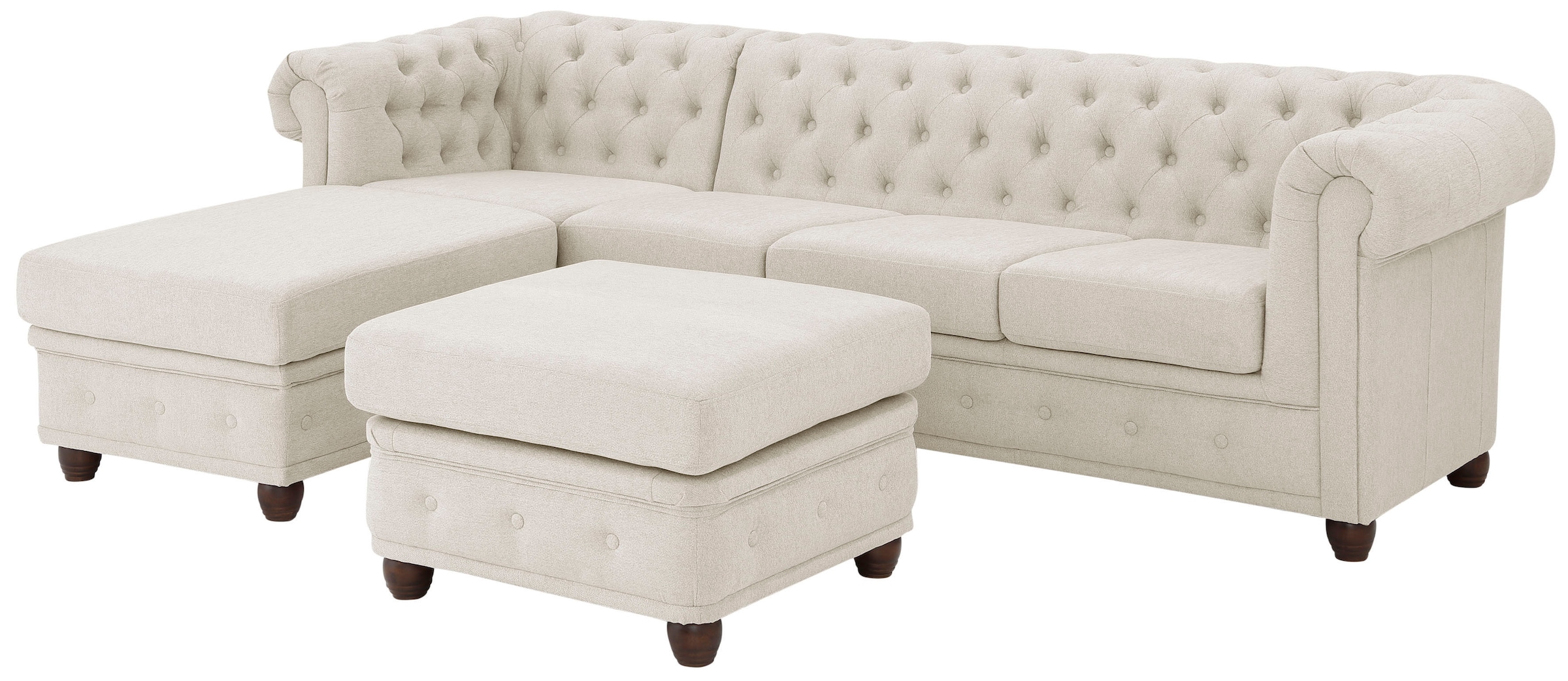 Home affaire Chesterfield-Sofa »New Castle L-Form«, hochwertige Knopfheftung in Chesterfield-Design, B/T/H: 255(171/72)