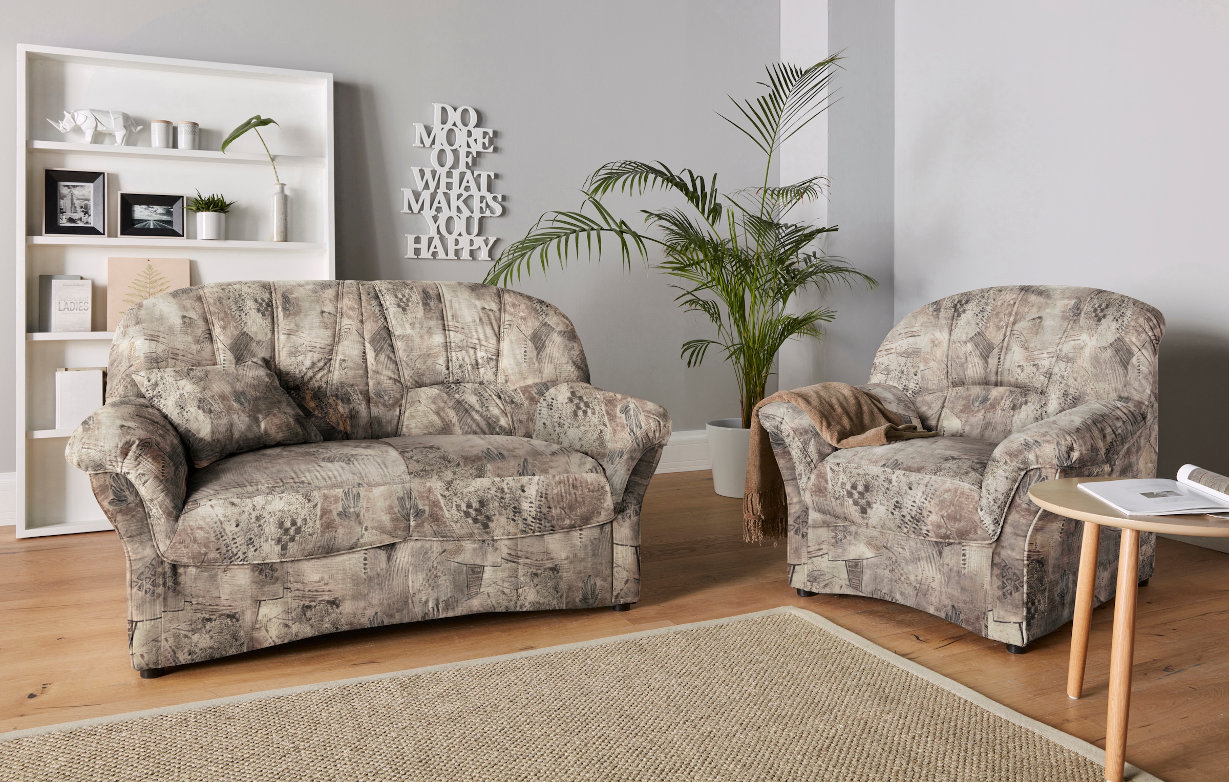 DOMO collection 3-Sitzer »Bahia Couch, B/T: 200/92 cm, belastbar bis 140kg/ Sitz, mit Federkern«, Microfaser MELROSE®, mocca