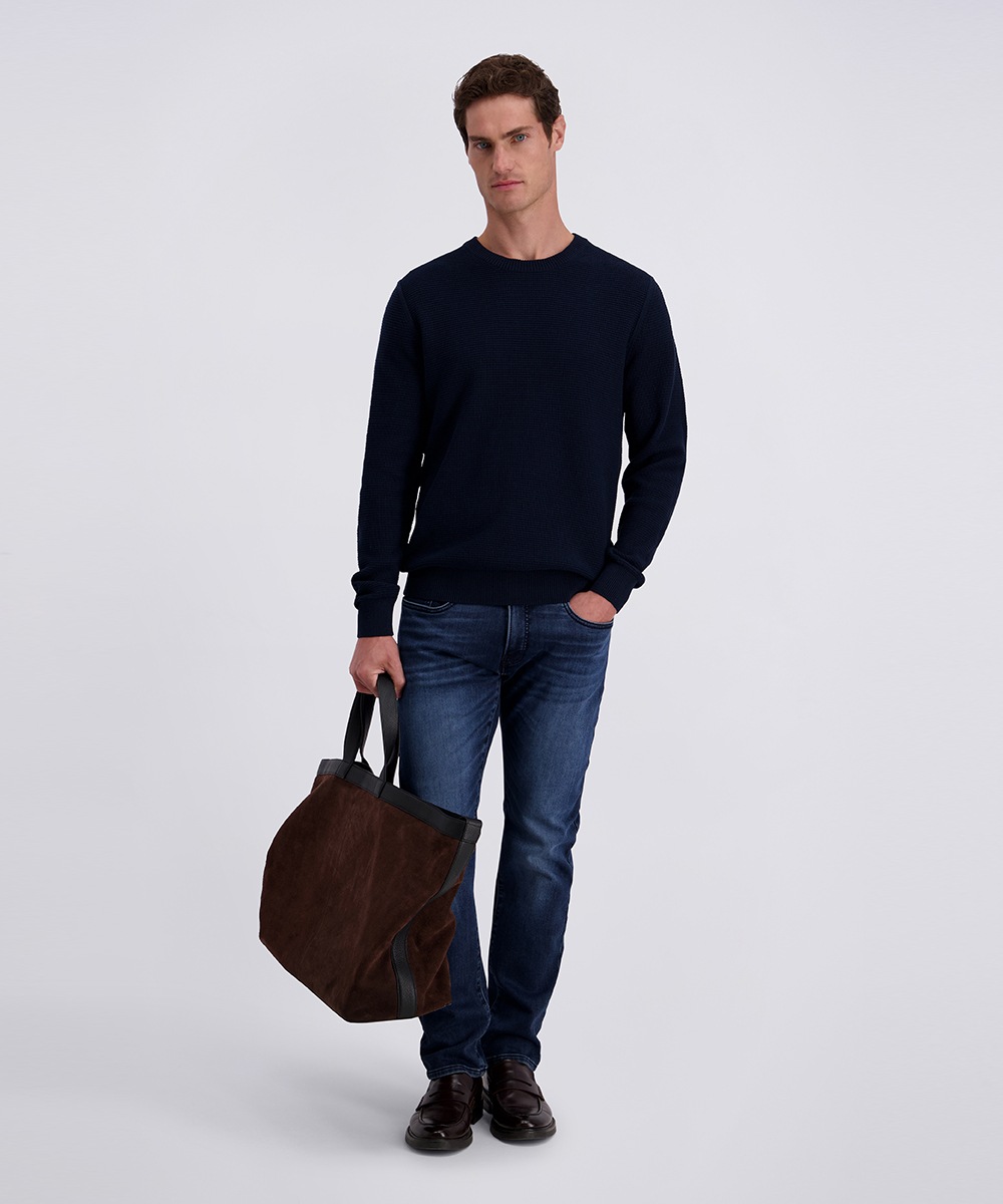 Pierre Cardin Rundhalspullover mit Waffelstruktur- Muster