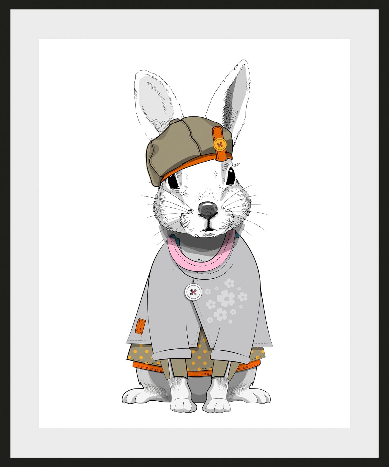 queence Bild »Leevi«, Hase-Hasen-Kunst-Haustiere, (1 St.), HD Premium Poster-Druck inkl. Holzrahmen