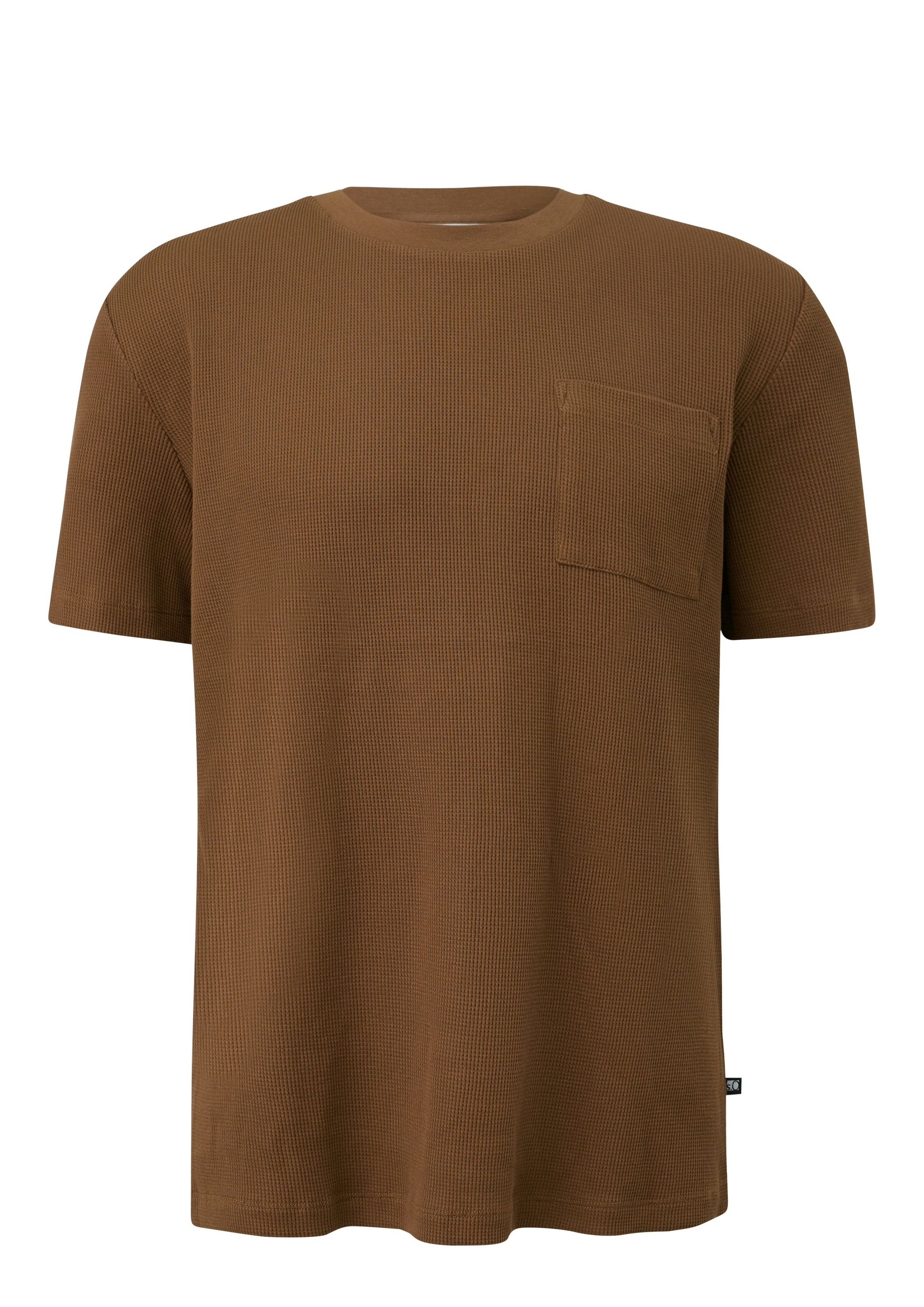 s.Oliver Rundhalsshirt Kurzarmshirt mit Brusttasche und Leinen