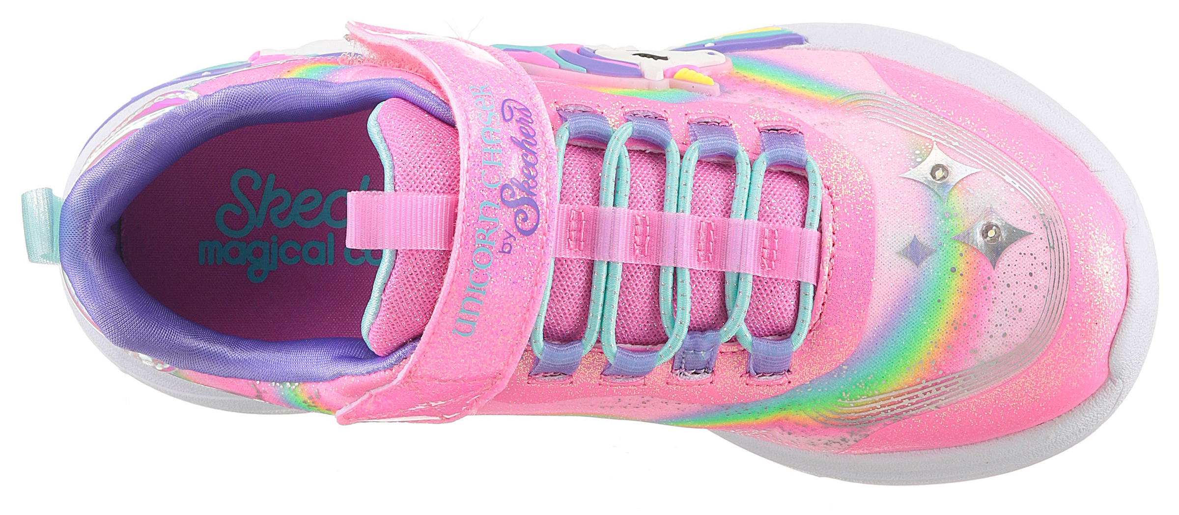 Skechers Sneaker »UNICORN CHASER«, Glitzer,-Blinkschuh zum Schlupfen, Größenschablone zum Download