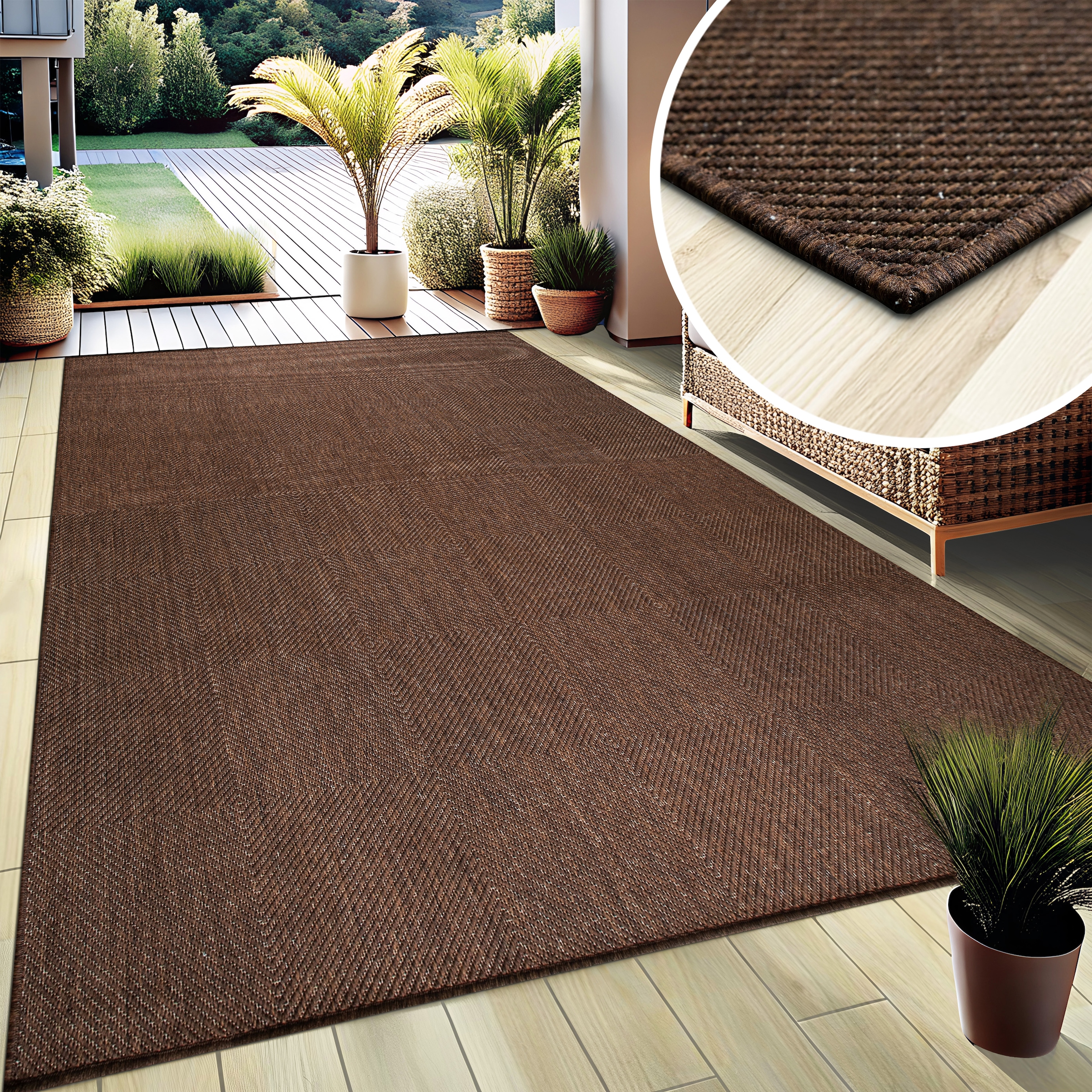 my home Teppich »Anna, auch als Läufer erhältlich« rechteckig 3 mm Höhe In- und Outdoor geeignet, Sisal-Optik, Wetterfest & UV-beständig