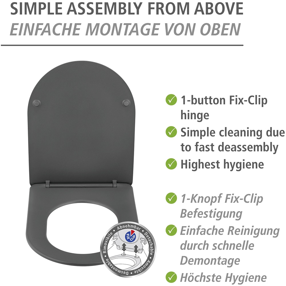 WENKO WC-Sitz »Modell Galati«, aus Duroplast, ultraflach, D-Form, mit Absenkautomatik