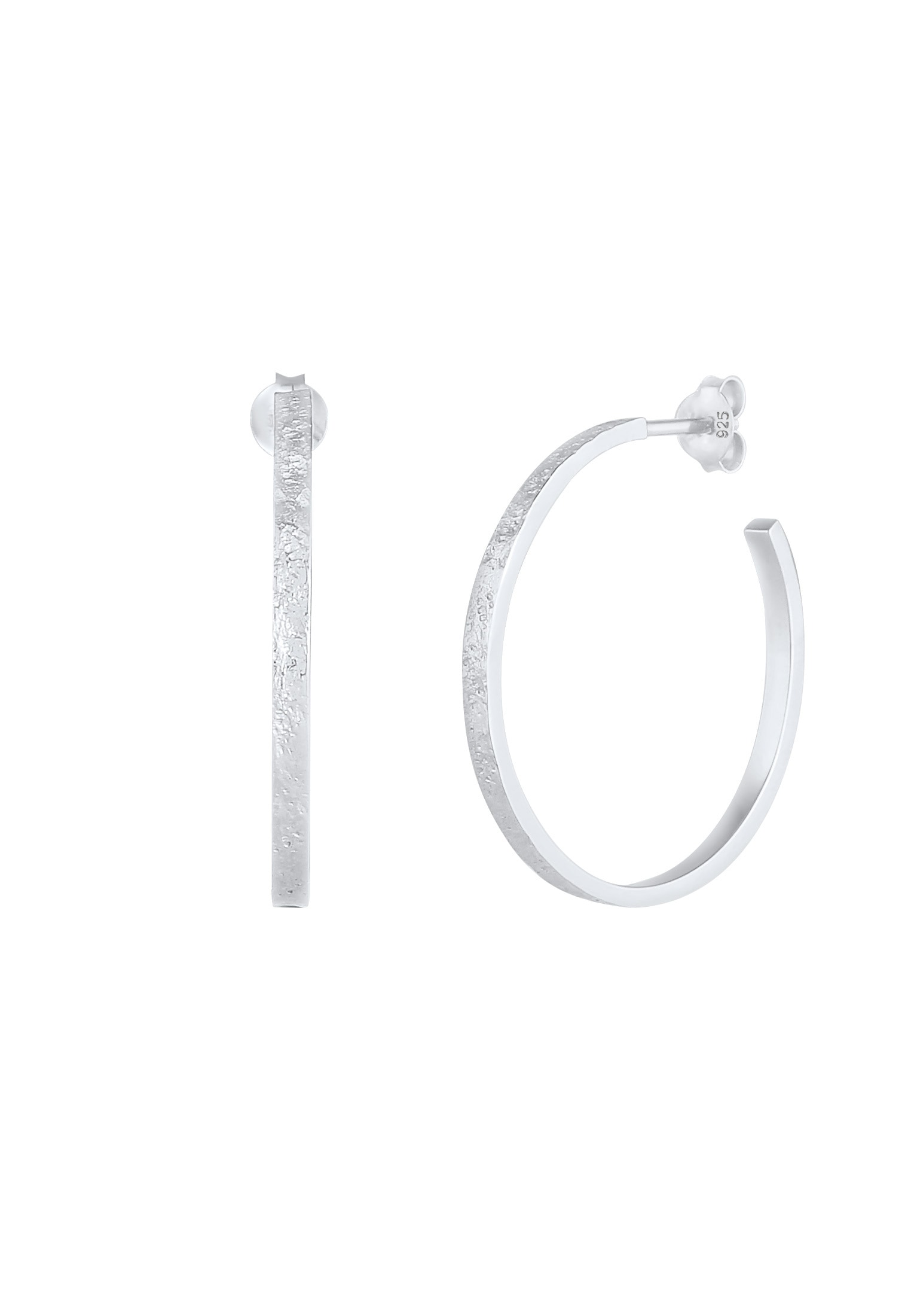 Elli Paar Creolen »Ohrringe Creolen Stecker Struktur Gehämmert 925 Silber«