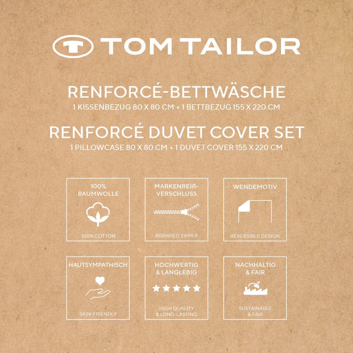 TOM TAILOR HOME Bettwäsche »MEDIUM STRIPES in Gr. 135x200cm, 155x220cm oder 200x220cm« 2 Stk. new bedroom, mit farbigem Markenreißverschluss
