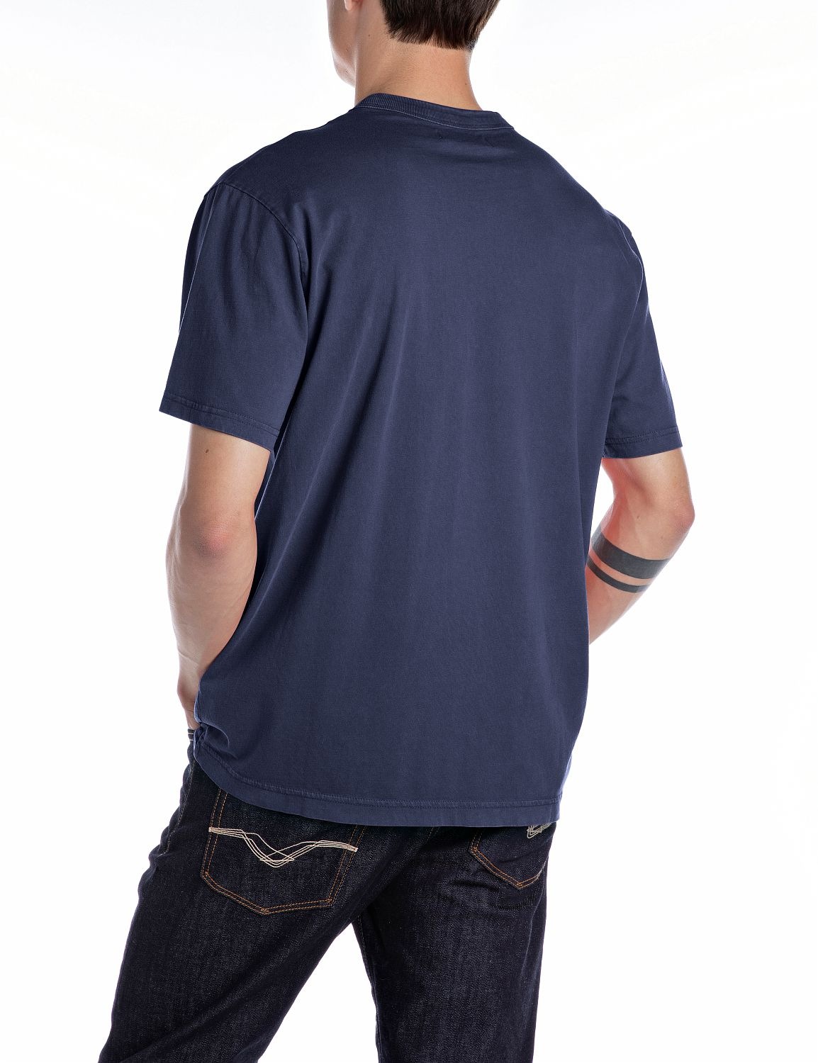 Replay T-Shirt, mit rundem Aufdruck vorn