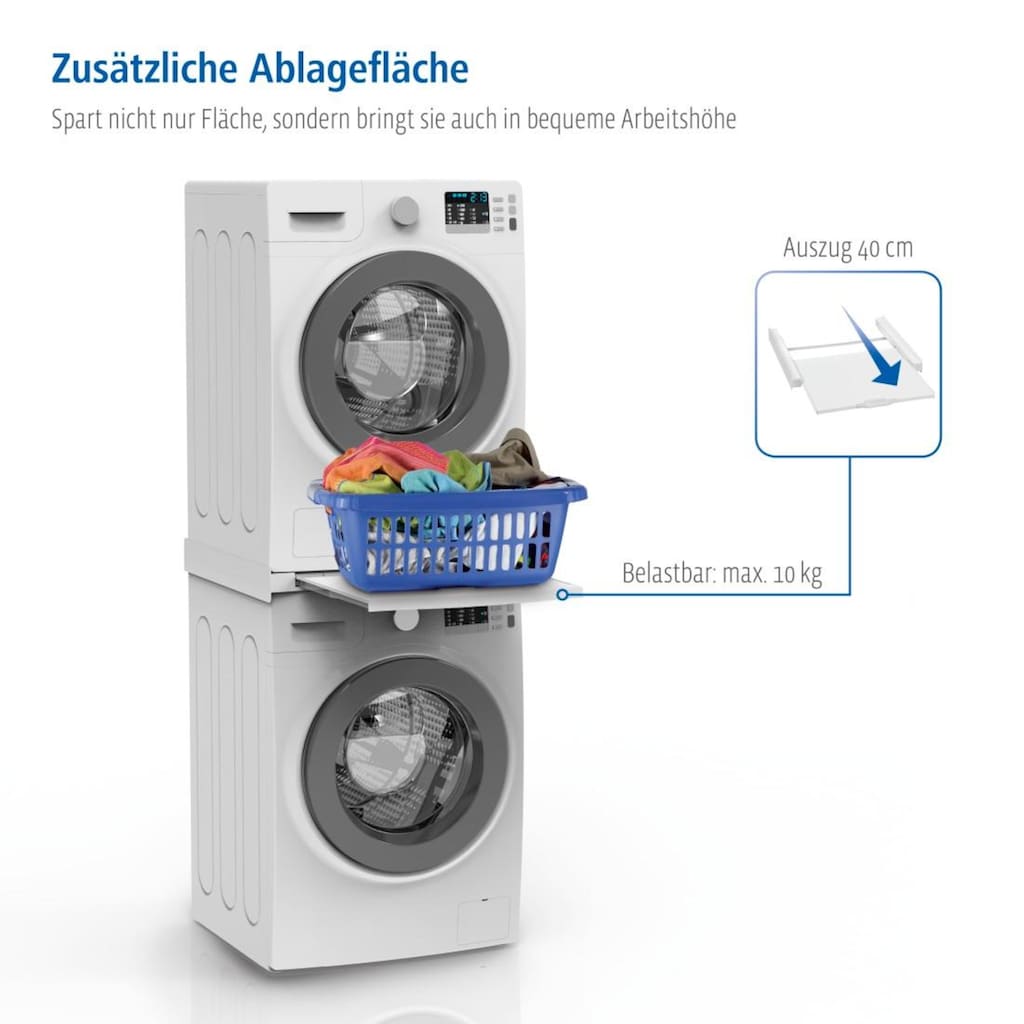 Xavax Zwischenbaurahmen »für Waschmaschinen und Trockner mit Zurrgurt, Ablage«