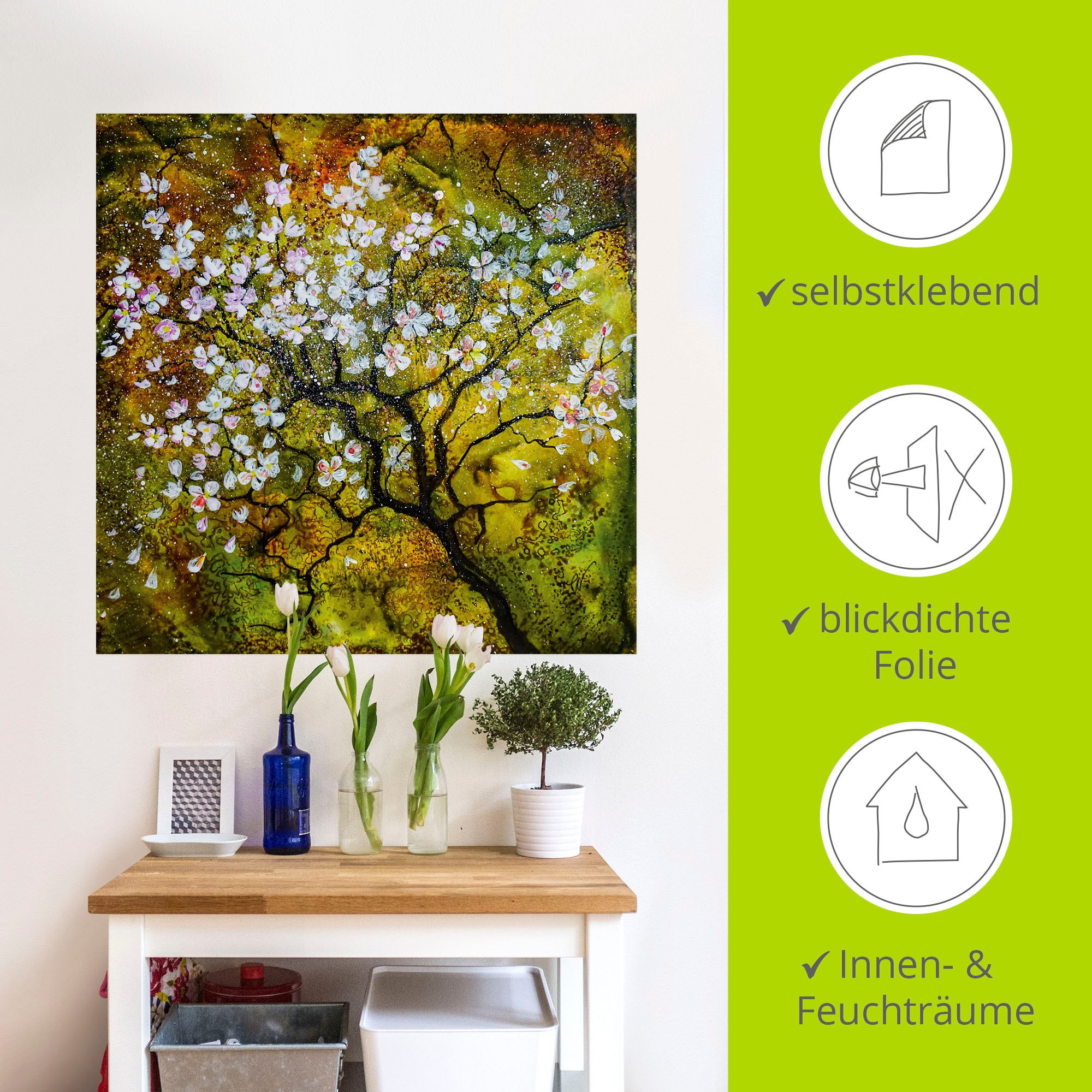 Artland Wandbild »Kirschblüte«, Baumbilder, (1 St.), als Alubild, Outdoorbild, Leinwandbild, Wandaufkleber, versch. Größen
