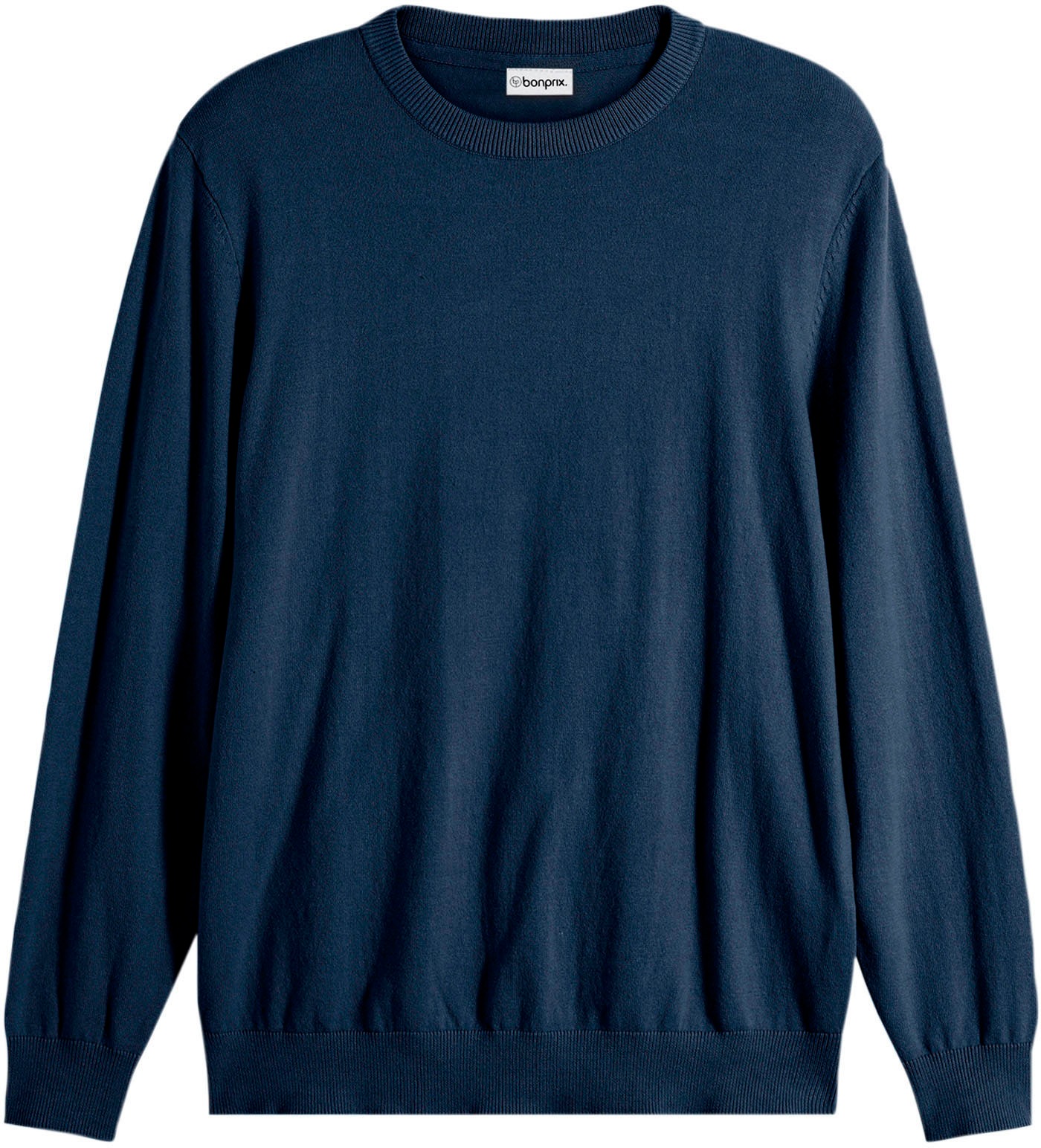 bonprix Strickpullover aus Baumwolle und Polyamid, mit Rundhalsausschnitt, Regular Fit