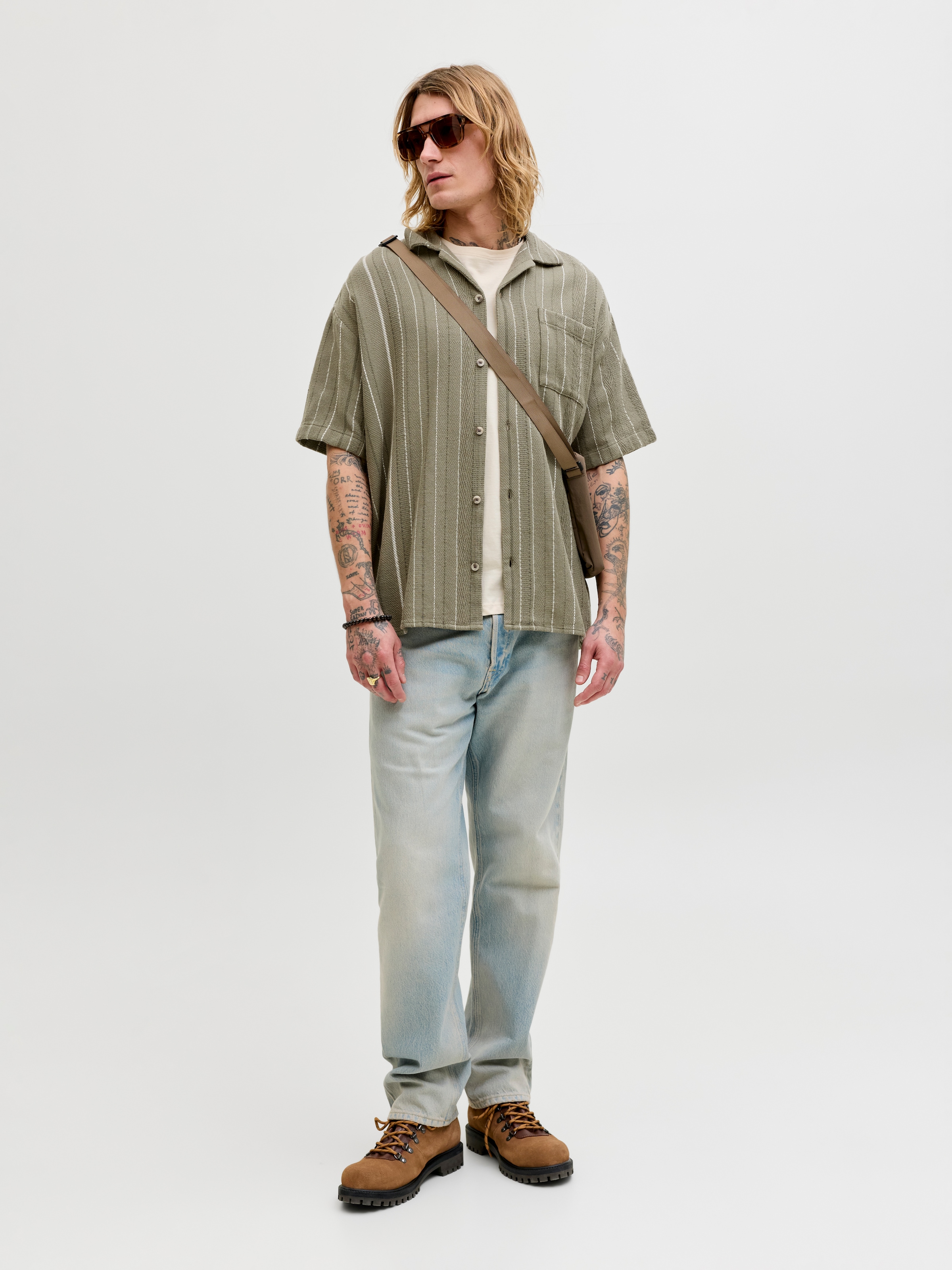 Jack & Jones Kurzarmhemd »JJEBRADLEY STRIPED RESORT SHIRT SS LN« Baumwolle, loose fit