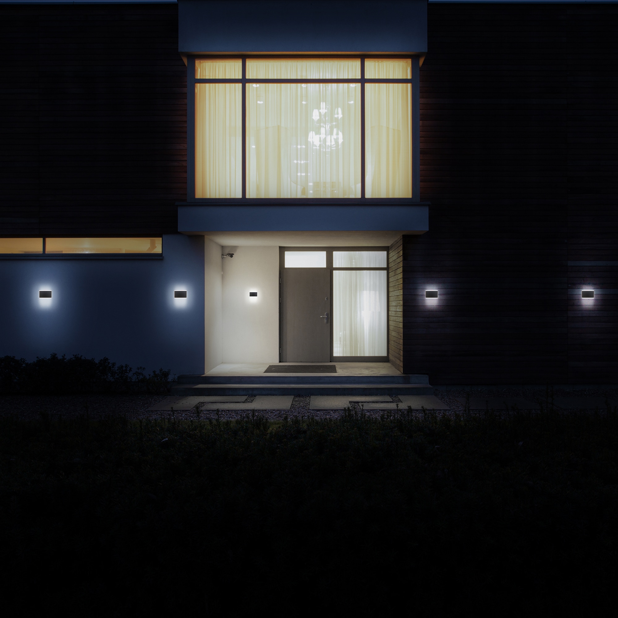 B.K.Licht LED Außen-Wandleuchte, 2 flammig, Leuchtmittel LED-Board | LED fest integriert, LED Außenleuchte IP44 Wand-Spot Fassaden-Lampe Strahler schwarz