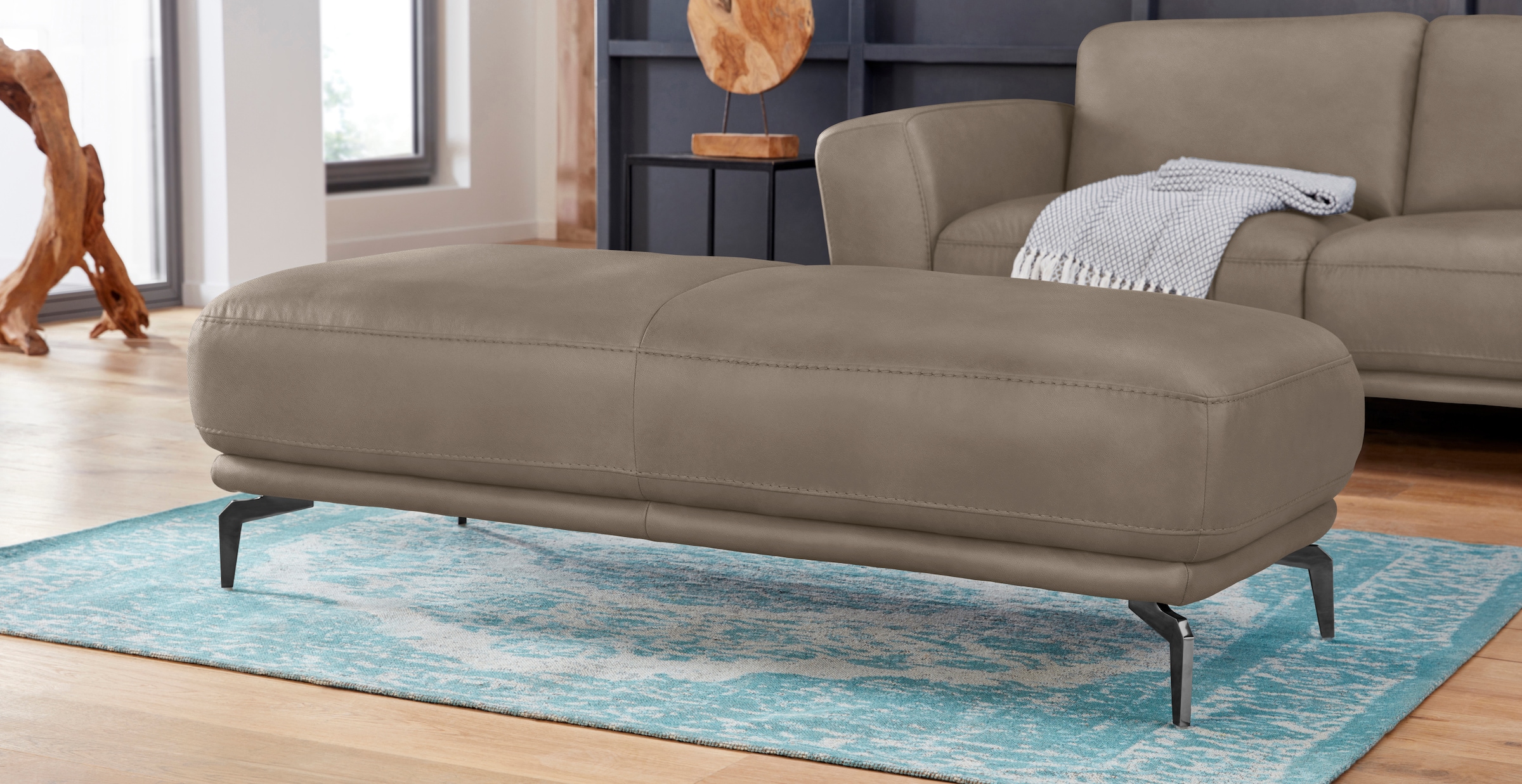 W.SCHILLIG Hocker »montanaa« mit Metallfüßen in Schwarz pulverbeschichtet, Breite 141 cm