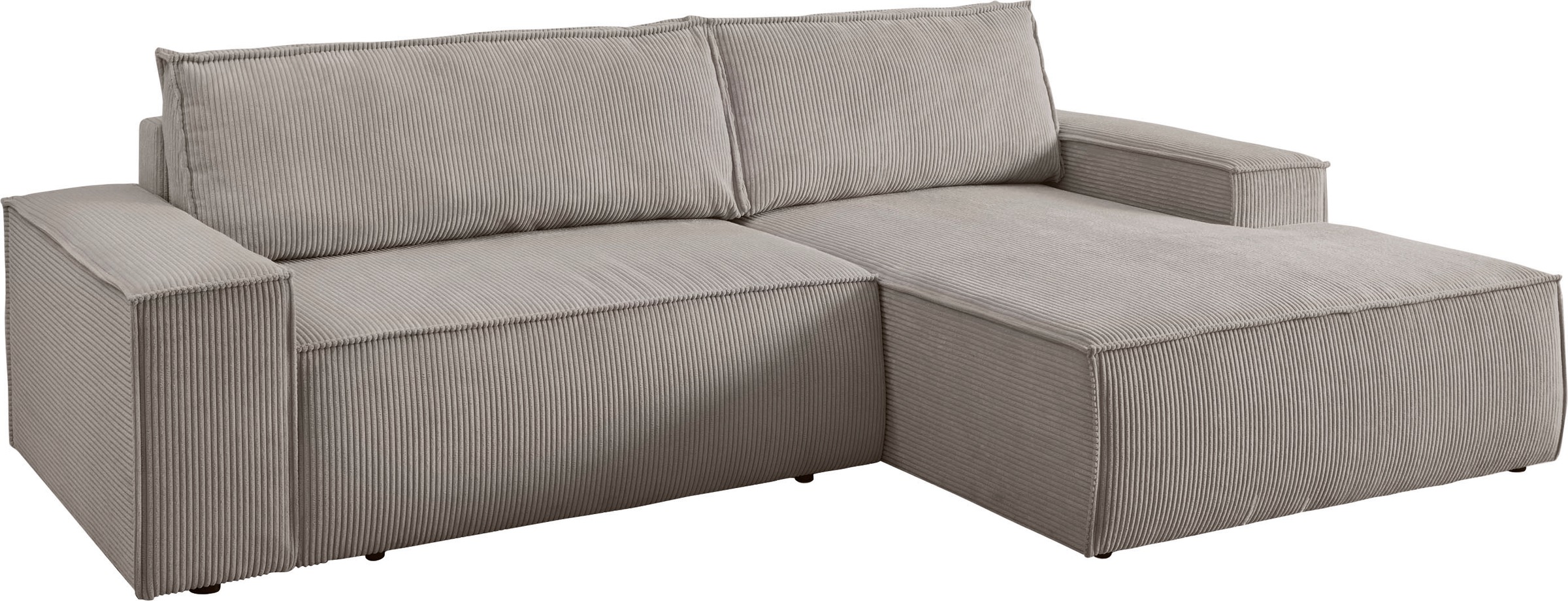Home affaire Ecksofa »SHERWOOD Schlafsofa 267 cm, L-Form,«, Schlaffunktion mit Bettkasten (210x136 cm), Cord, Vintage, Samtvelours