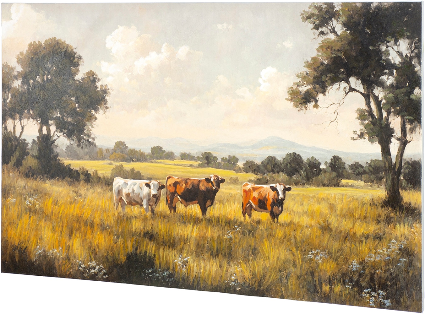 GILDE Leinwandbild »Bild rechteckig Kuhweide  grün« Landschaft 1 Stk. tlg. Kuhherde Wiesenmotiv ländliche Szene Bauernhof-Stimmung Country Style