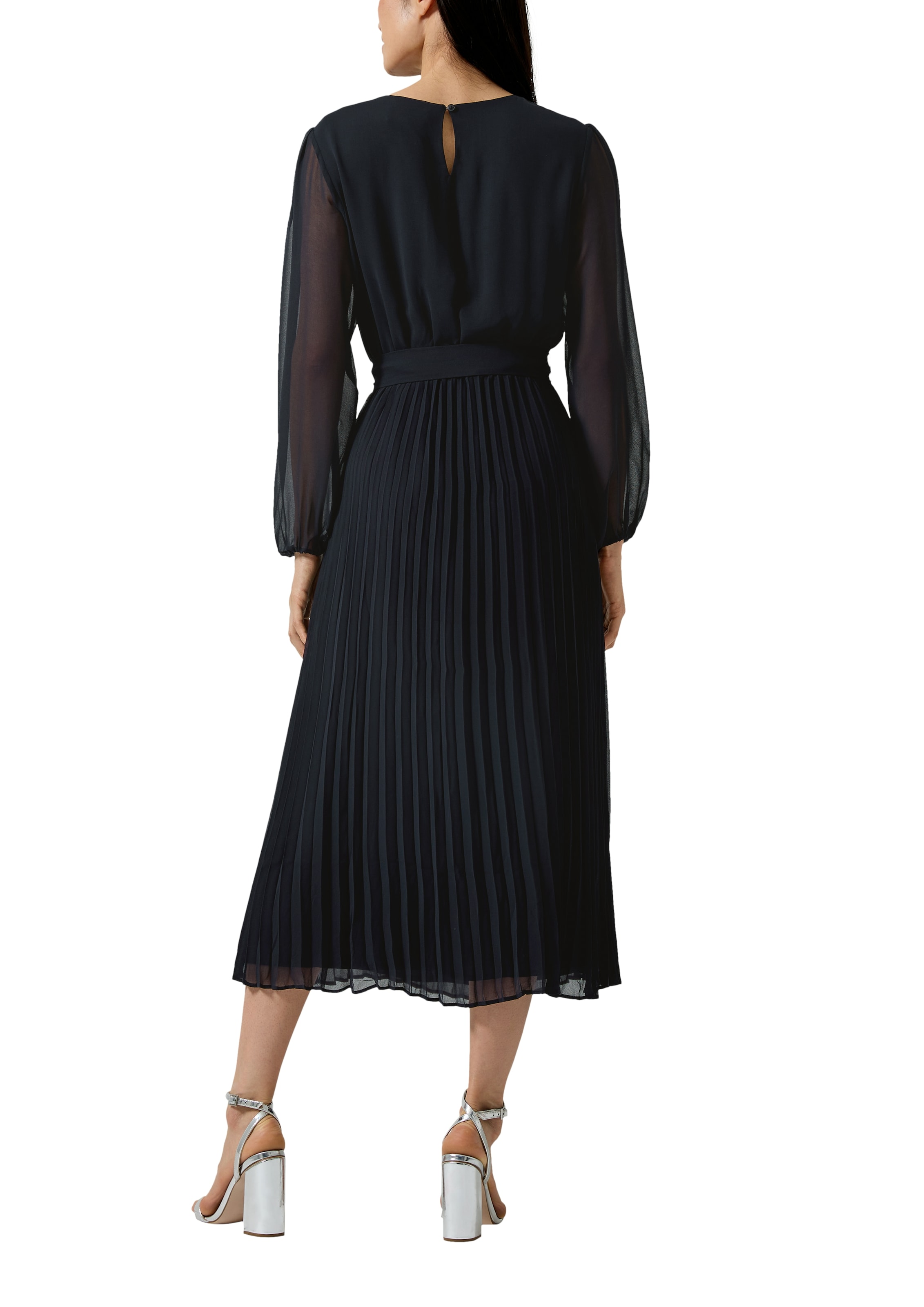 s.Oliver BLACK LABEL Meshkleid Ohne Tasche mit seitlichem Bindegürtel