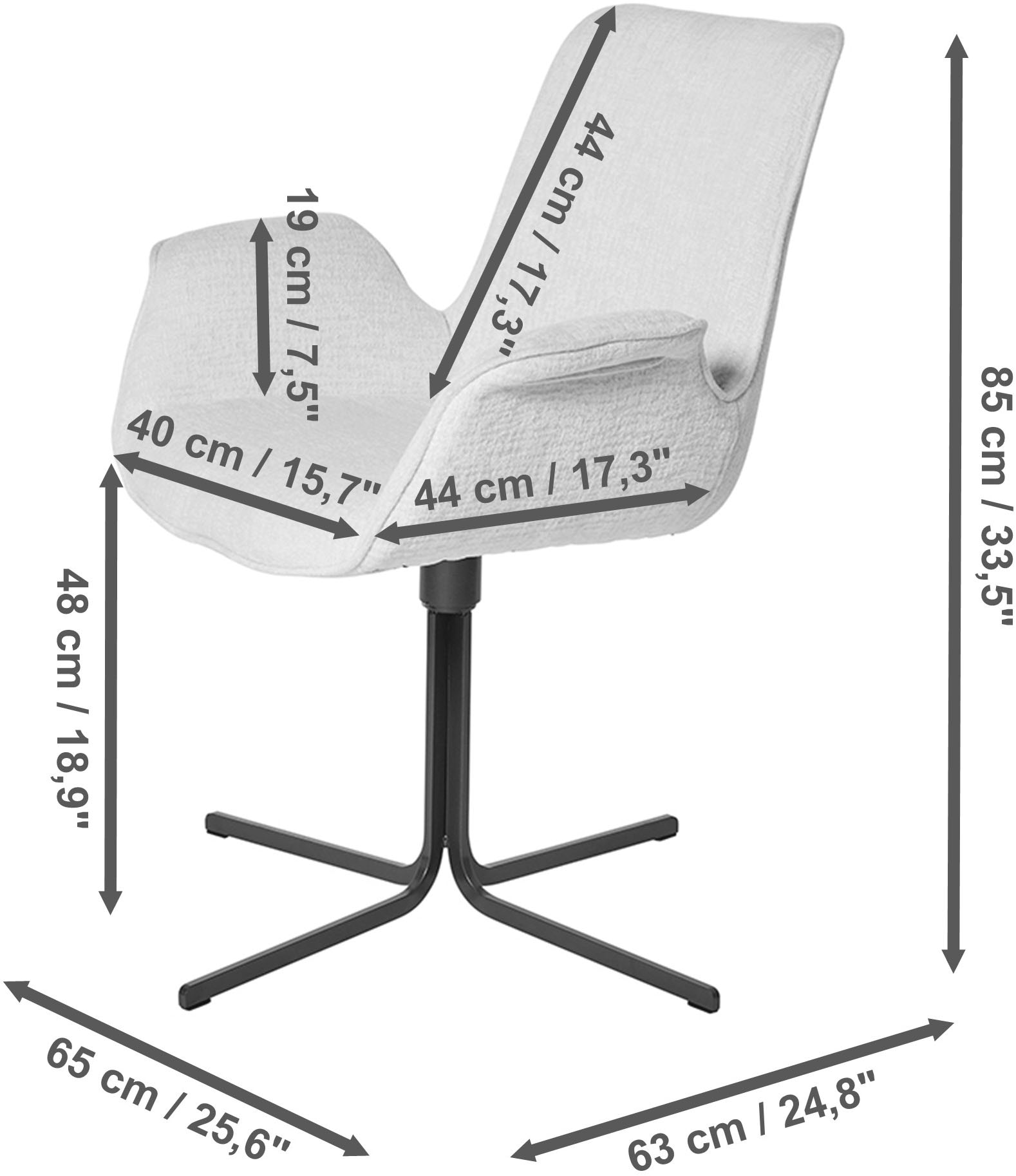 Jahnke Schalenstuhl »POLE TWIST« () Drehbar, gepolstert, mit Armlehnen, Metallgestell, B:65xT:63xH:85 cm