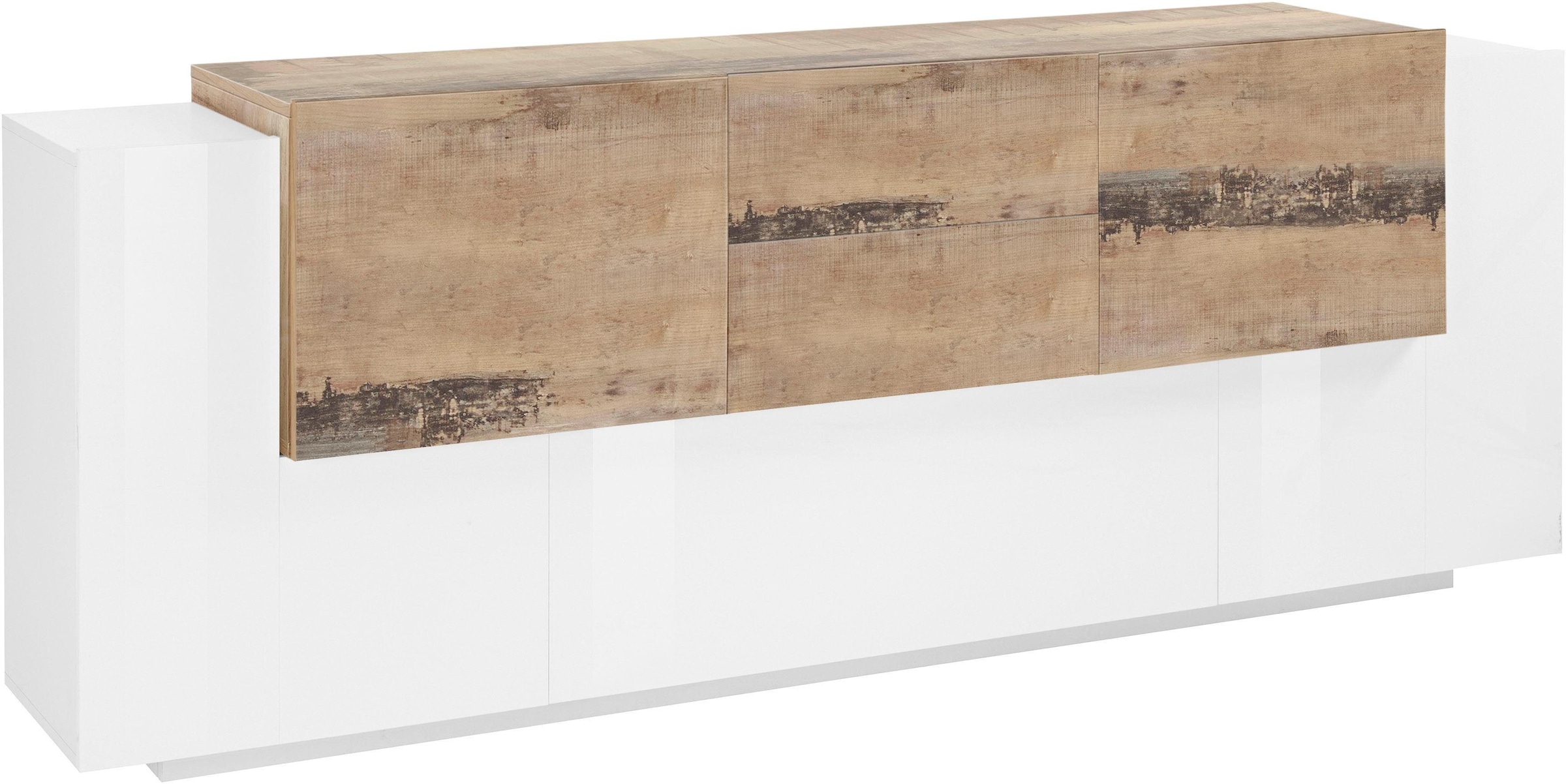 INOSIGN Sideboard »Coro, Kommode, Schrank, Kredenz, grifflos mit Einlegeböden«, 1 Klappe,4 Türen,2 Schubkästen Doppeltiefe, Breite 220